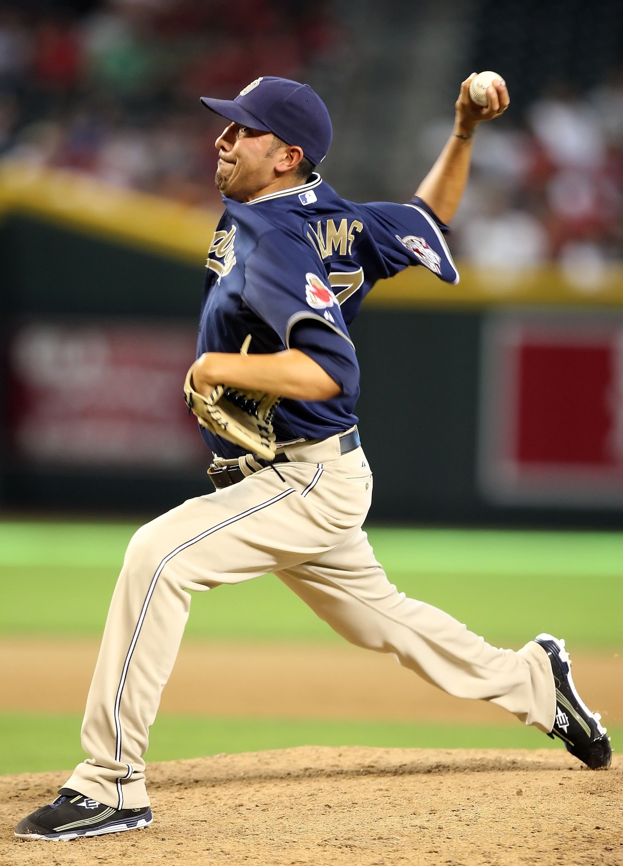 PHOENIX - JULY 08:  Relief pitcher Mike Adams #37 of the San Diego Padres pitches against the Arizona Diamondbacks during the major league baseball game at Chase Field on July 8, 2009 in Phoenix, Arizona. The Diamondbacks defeated the Padres 6-2.  (Photo