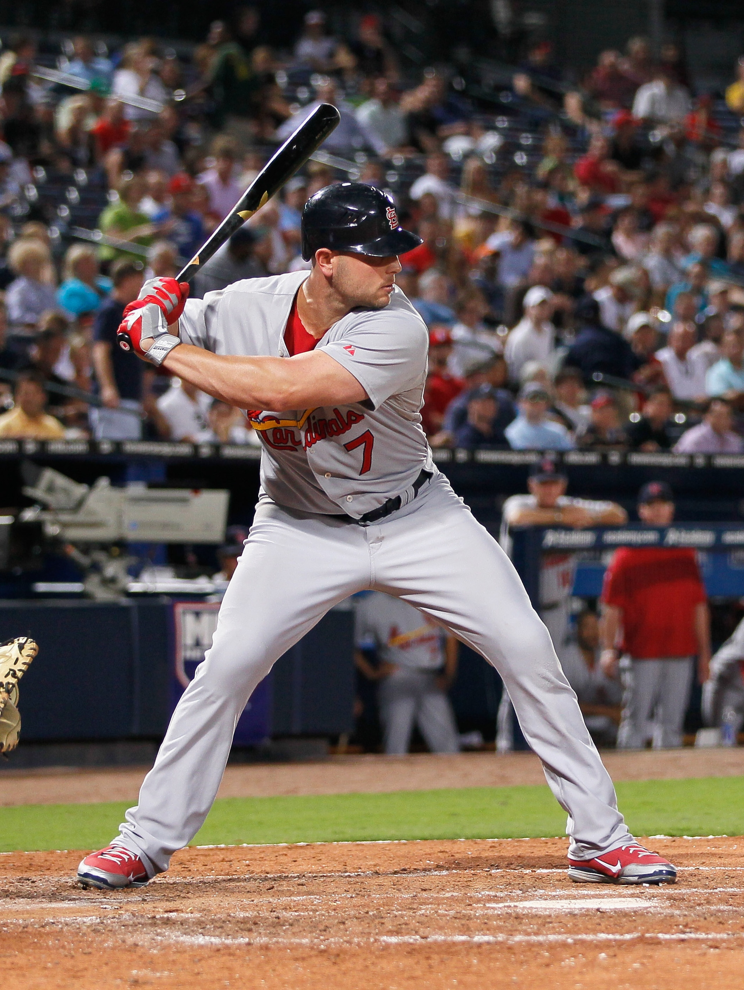 ATLANTA - SEPTEMBER 09:  Matt Holliday #7 of the St. Louis Cardinals against the Atlanta Braves at Turner Field on September 9, 2010 in Atlanta, Georgia.  (Photo by Kevin C. Cox/Getty Images)