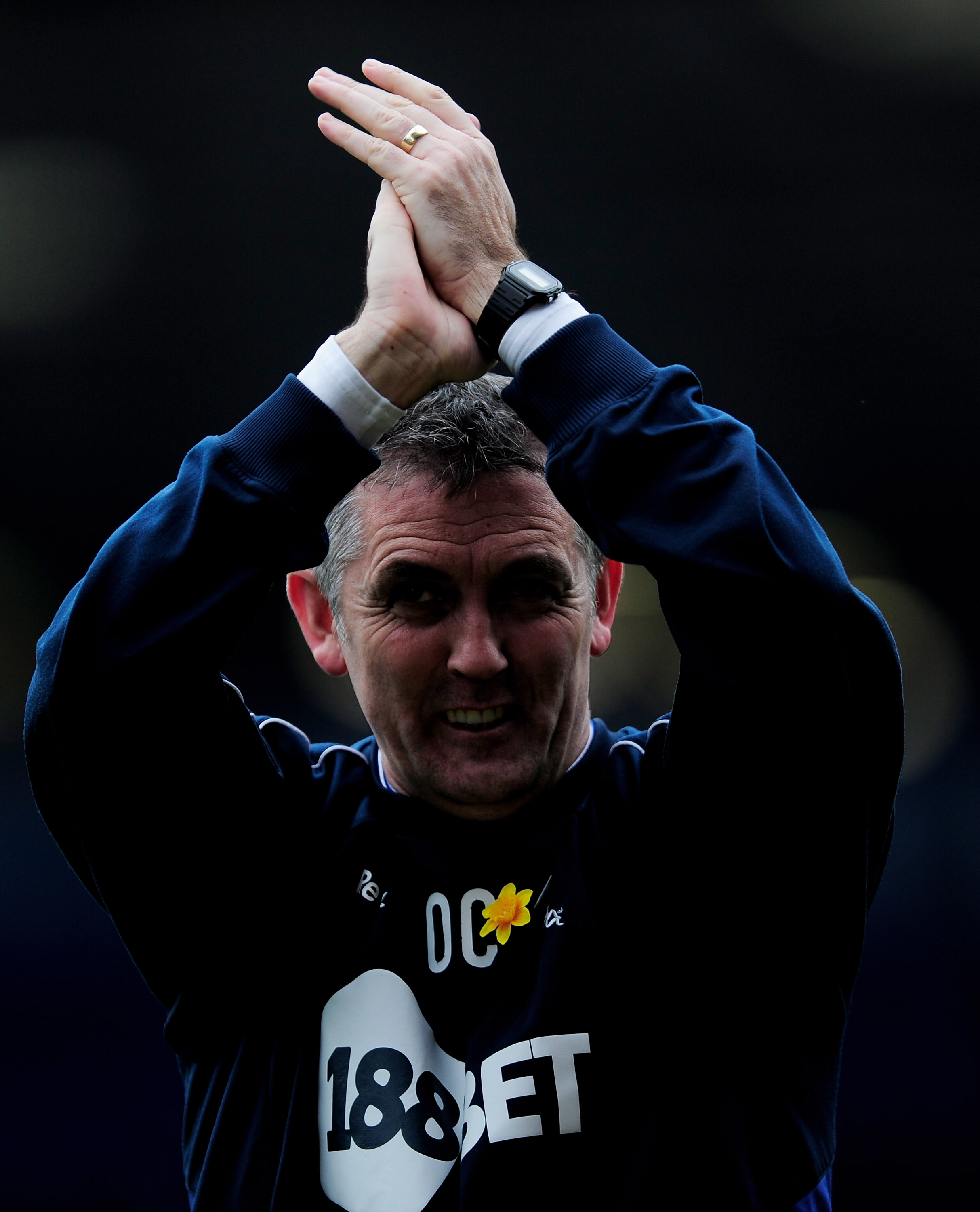 BIRMINGHAM, ENGLAND - MARCH 12:  Manager Owen Coyle of Bolton Wanderers celebrates at the final whistle during the FA Cup sponsored by E.On Sixth Round match between Birmingham City and Bolton Wanderers at St Andrews on March 12, 2011 in Birmingham, Engla