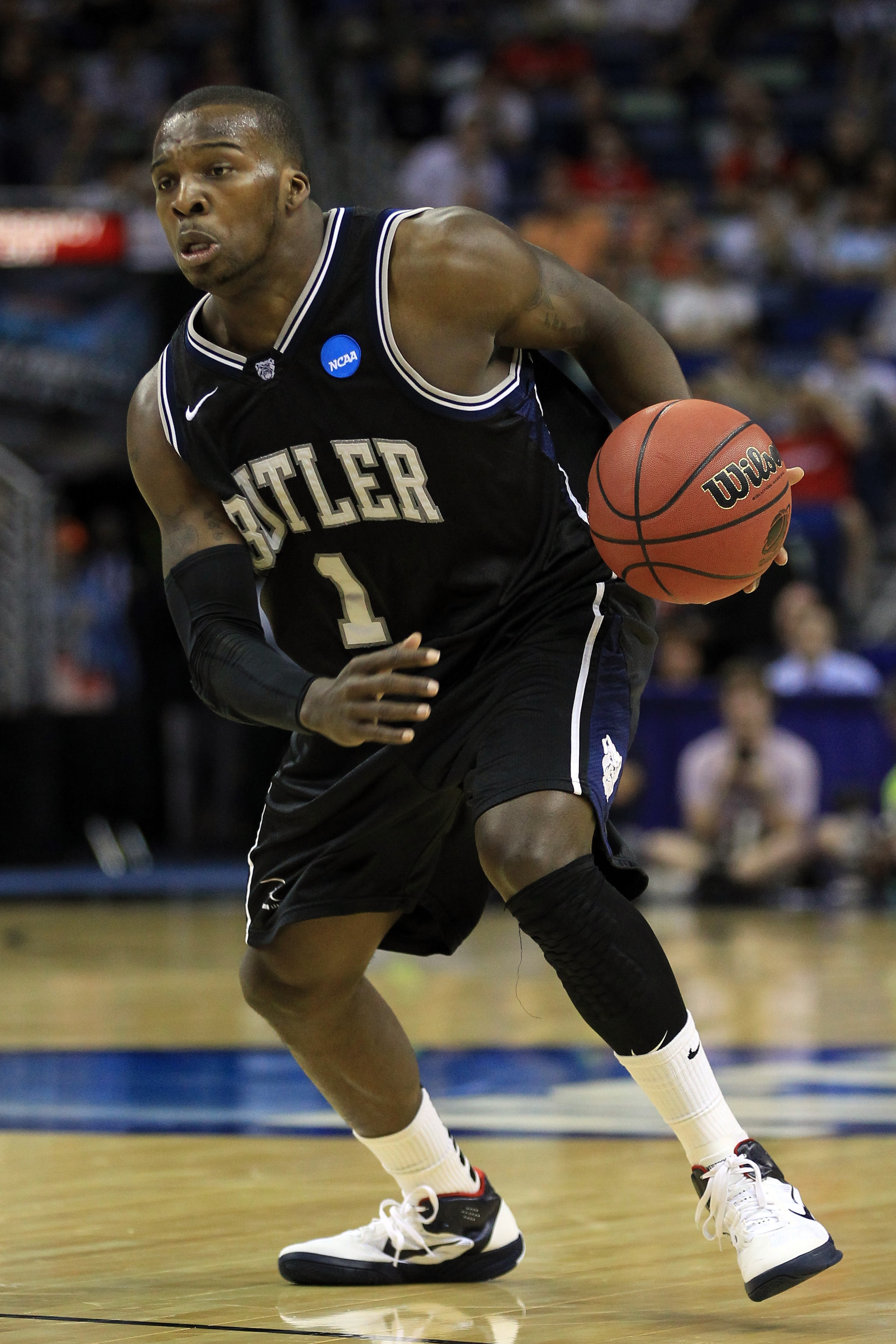 NEW ORLEANS, LA - MARCH 24:  Shelvin Mack #1 of the Butler Bulldogs drives against the Wisconsin Badgers during the Southeast regional of the 2011 NCAA men's basketball tournament at New Orleans Arena on March 24, 2011 in New Orleans, Louisiana.  (Photo b