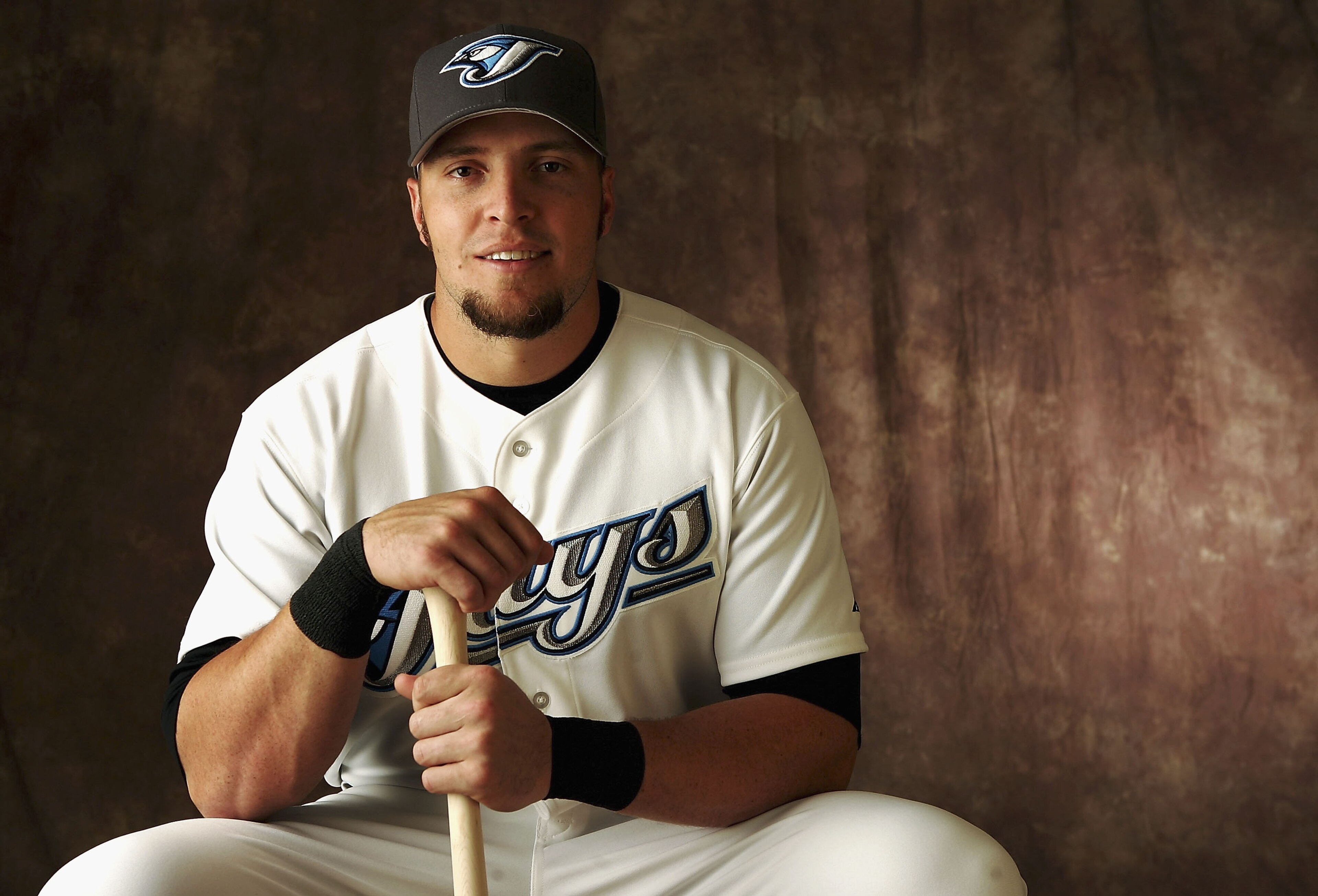 DUNEDIN, FL - FEBRUARY 28: Eric Hinske #11 of the Toronto Blue Jays poses for a portrait during Blue Jays Photo Day at the Bobby Mattick Training Center on February 28, 2005 in Dunedin, Florida. (Photo by Andy Lyons/Getty Images)