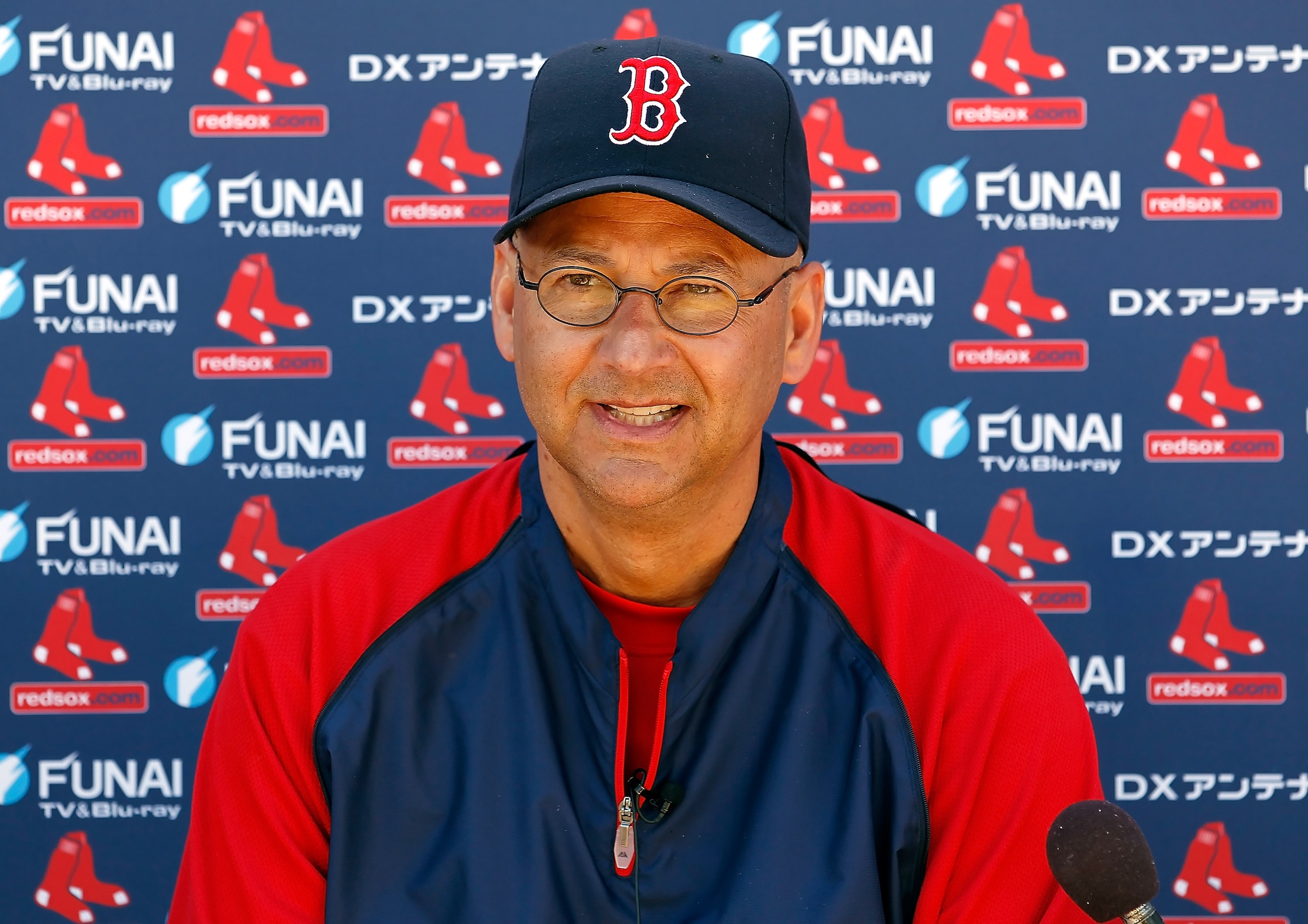 FORT MYERS, FL - FEBRUARY 19:  Manager Terry Francona of the Boston Red Sox talks with the media during a Spring Training Workout Session at the Red Sox Player Development Complex on February 19, 2011 in Fort Myers, Florida.  (Photo by J. Meric/Getty Imag