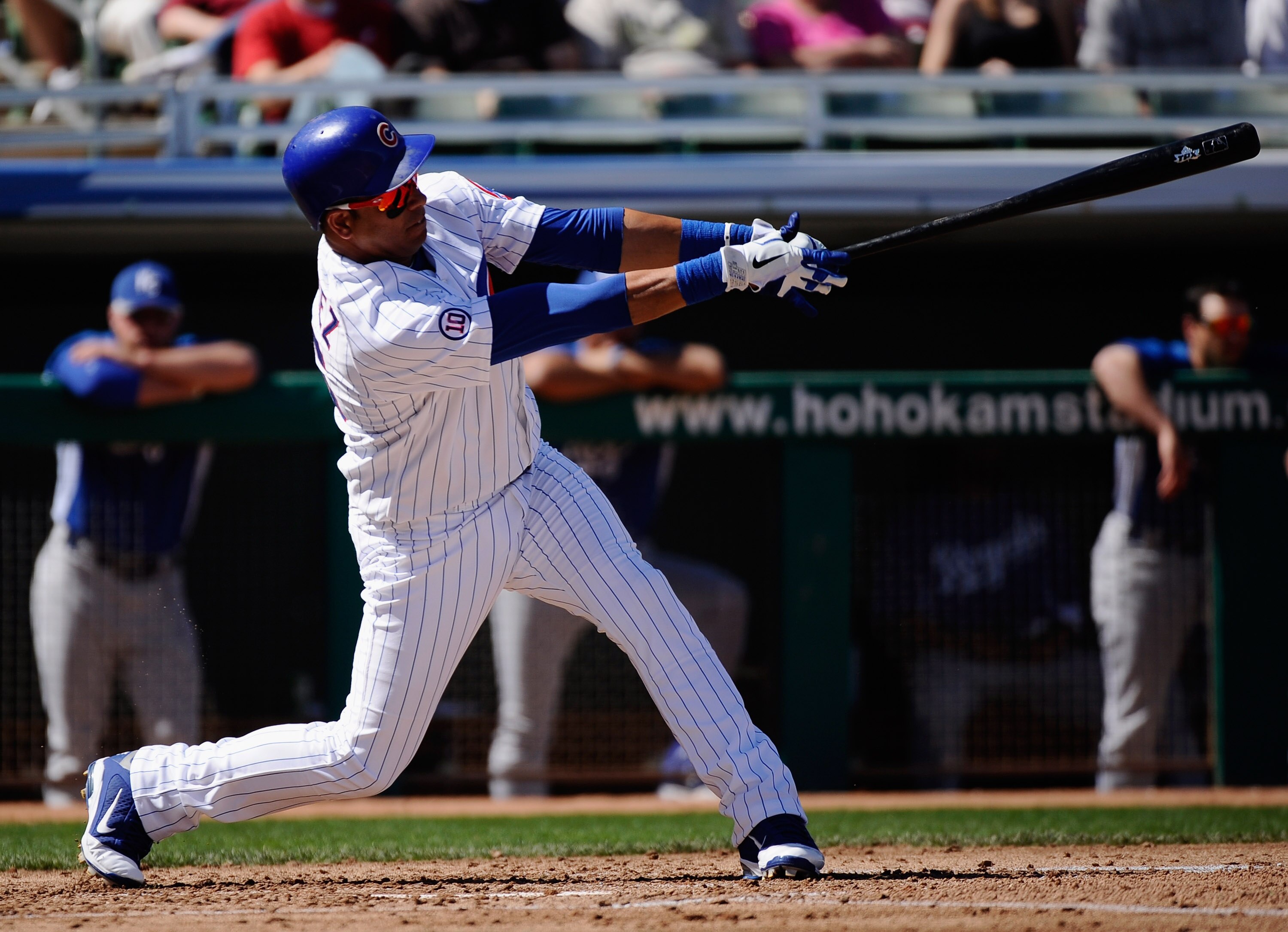 MESA, AZ - MARCH 09:  Aramis Ramirez #16 of the Chicago Cubs swings at a pitch against the Kansas City Royals during the spring training baseball game at HoHoKam Stadium on March 9, 2011 in Mesa, Arizona.  (Photo by Kevork Djansezian/Getty Images)
