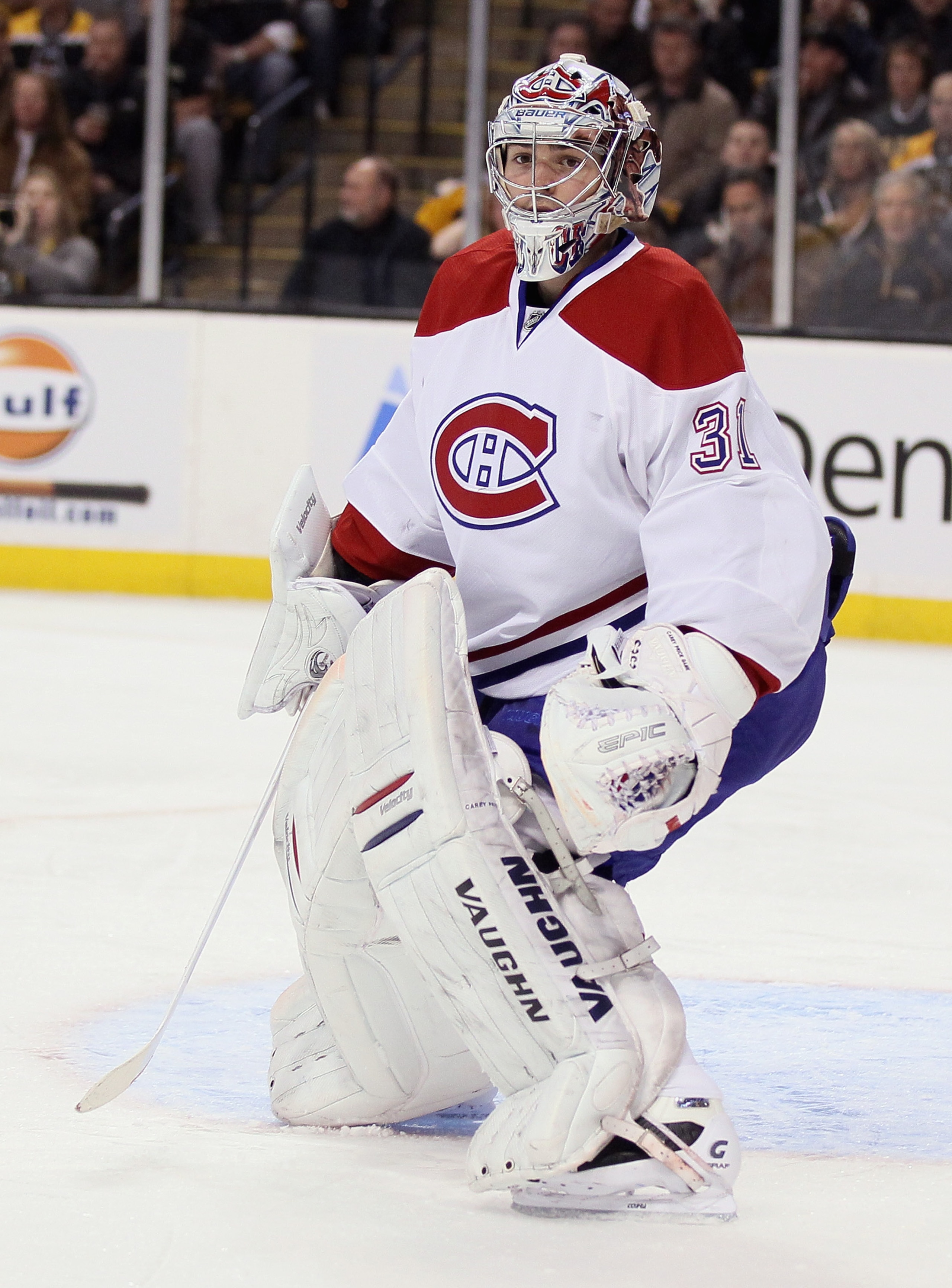 BOSTON, MA - MARCH 24: Carey Price #31 of the Montreal Canadiens looks on in the first period against the Boston Bruins on March 24, 2011 at the TD Garden in Boston, Massachusetts. (Photo by Elsa/Getty Images) BOSTON, MA - MARCH 24: Carey Price #31 of the Montreal Canadiens looks on in the first period against the Boston Bruins on March 24, 2011 at the TD Garden in Boston, Massachusetts. (Photo by Elsa/Getty Images)