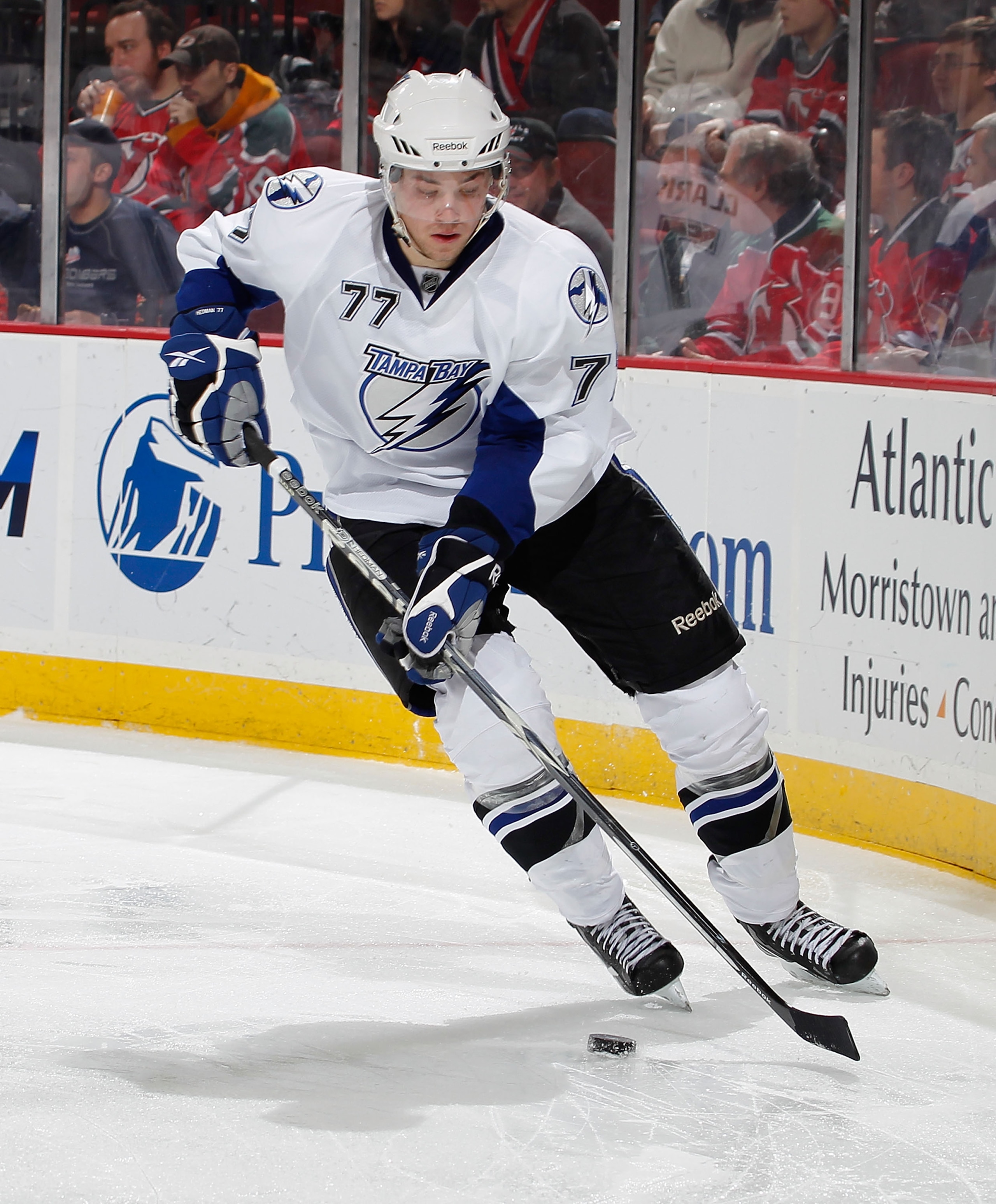 NEWARK, NJ - JANUARY 09: Victor Hedman #77 of the Tampa Bay Lightning skates during an NHL hockey game against the New Jersey Devils at the Prudential Center on January 9, 2011 in Newark, New Jersey. (Photo by Paul Bereswill/Getty Images) NEWARK, NJ - JANUARY 09: Victor Hedman #77 of the Tampa Bay Lightning skates during an NHL hockey game against the New Jersey Devils at the Prudential Center on January 9, 2011 in Newark, New Jersey. (Photo by Paul Bereswill/Getty Images)