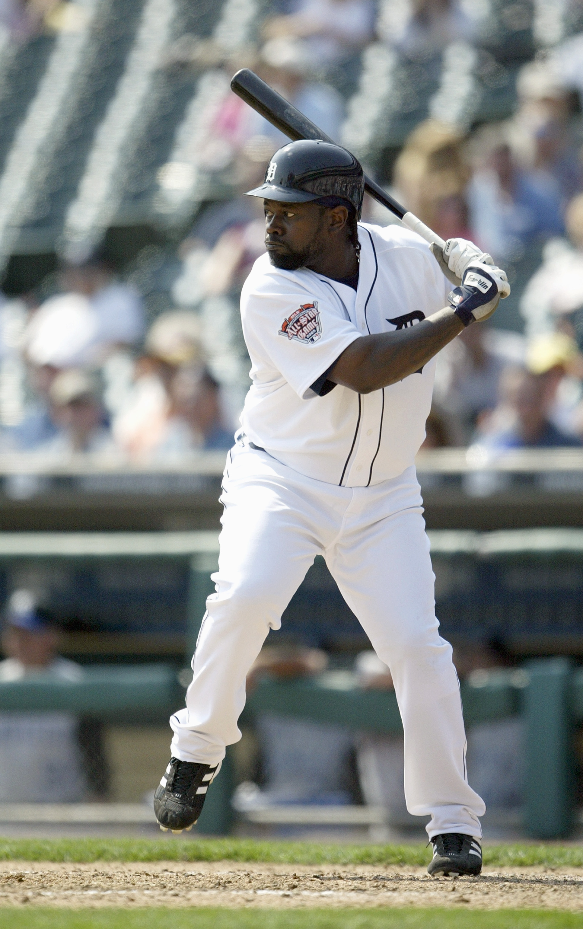 DETROIT - APRIL 6: Dmitri Young #25 of the Detroit Tigers bats during the game with the Kansas City Royals at Comerica Park on April 6, 2005 in Detroit, Michigan. The Royals won 7-2. (Photo by Tom Pidgeon/Getty Images)