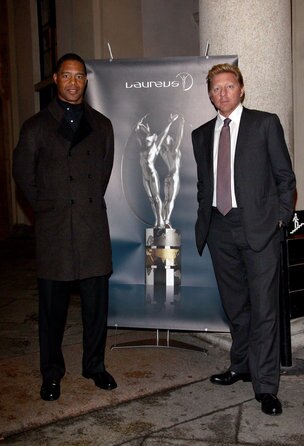 Marcus Allen with Boris Becker in Milan.
