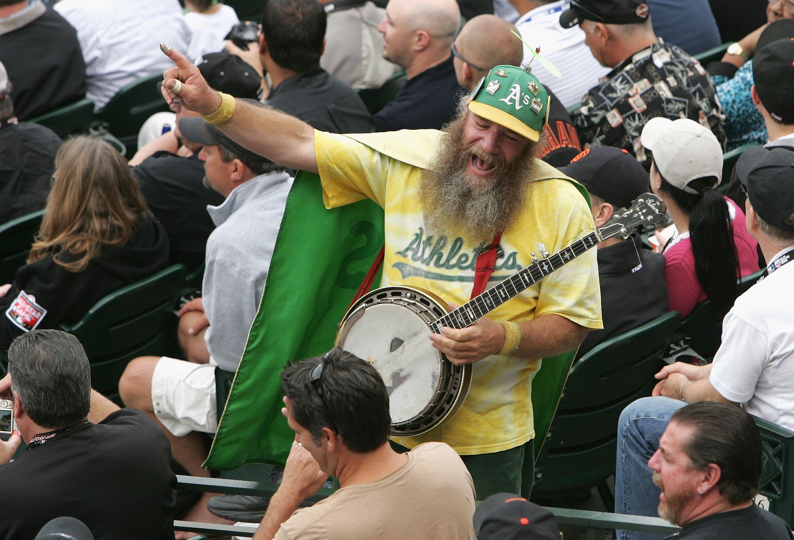 SAN FRANCISCO - JULY 10:  Oakland A's fan, 'Banjo Man' performs during the 78th Major League Baseball All-Star Game at AT&T Park on July 10, 2007 in San Francisco, California.  (Photo by Justin Sullivan/Getty Images)