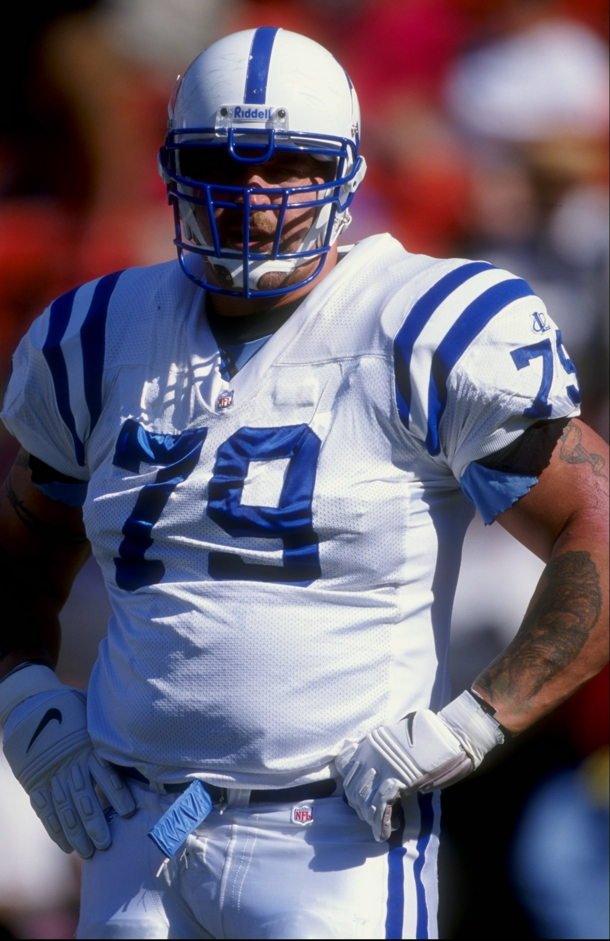 18 Oct 1998:  Guard Tony Mandarich #79 of the Indianapolis Colts looks on during the game against the San Francisco 49ers at 3 Com Park in San Francisco, California. The 49ers defeated the Colts 34-31. Mandatory Credit: Jed Jacobsohn  /Allsport