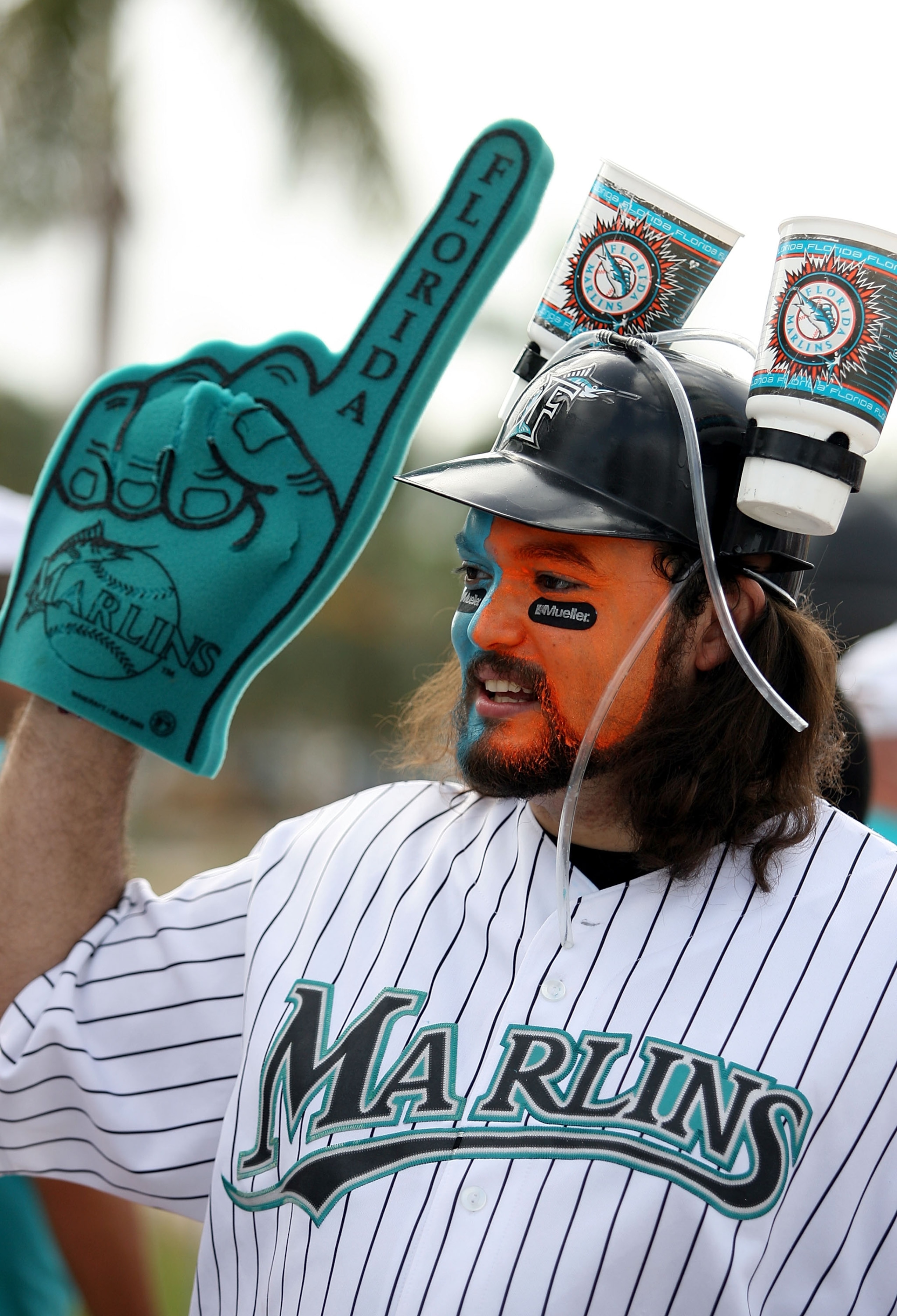 MIAMI - JULY 18: A fan attends the groundbreaking ceremony for the Florida Marlins baseball team's new stadium on July 18, 2009 in Miami, Florida. The park is scheduled to open in 2012 and the team intends to change its name to the Miami Marlins prior to
