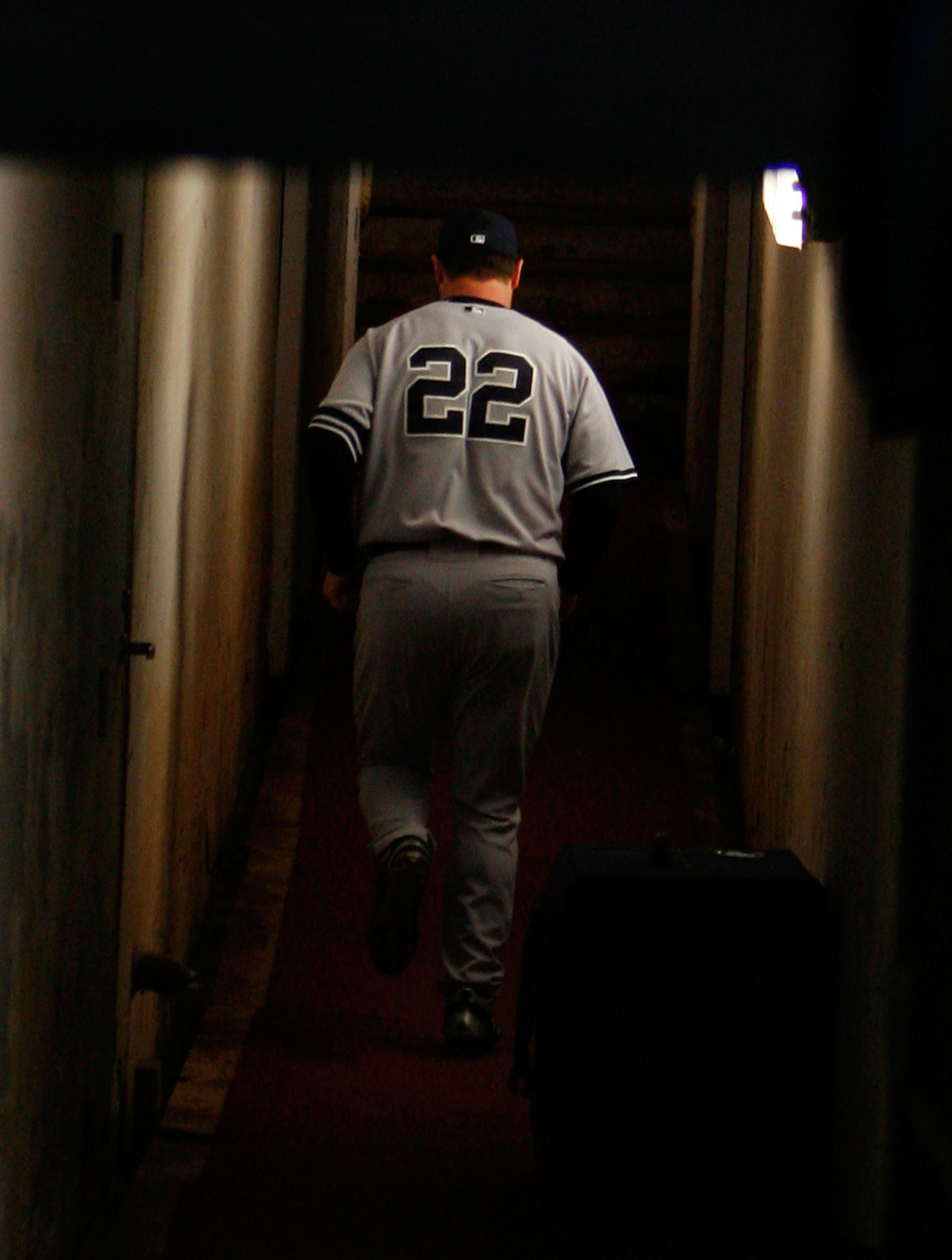 BOSTON - SEPTEMBER 16:  Roger Clemens #22 of the New York Yankees heads club house before a game against the Boston Red Sox  at Fenway Park on September 16, 2007 in Boston, Massachusetts.  (Photo by Jim Rogash/Getty Images)