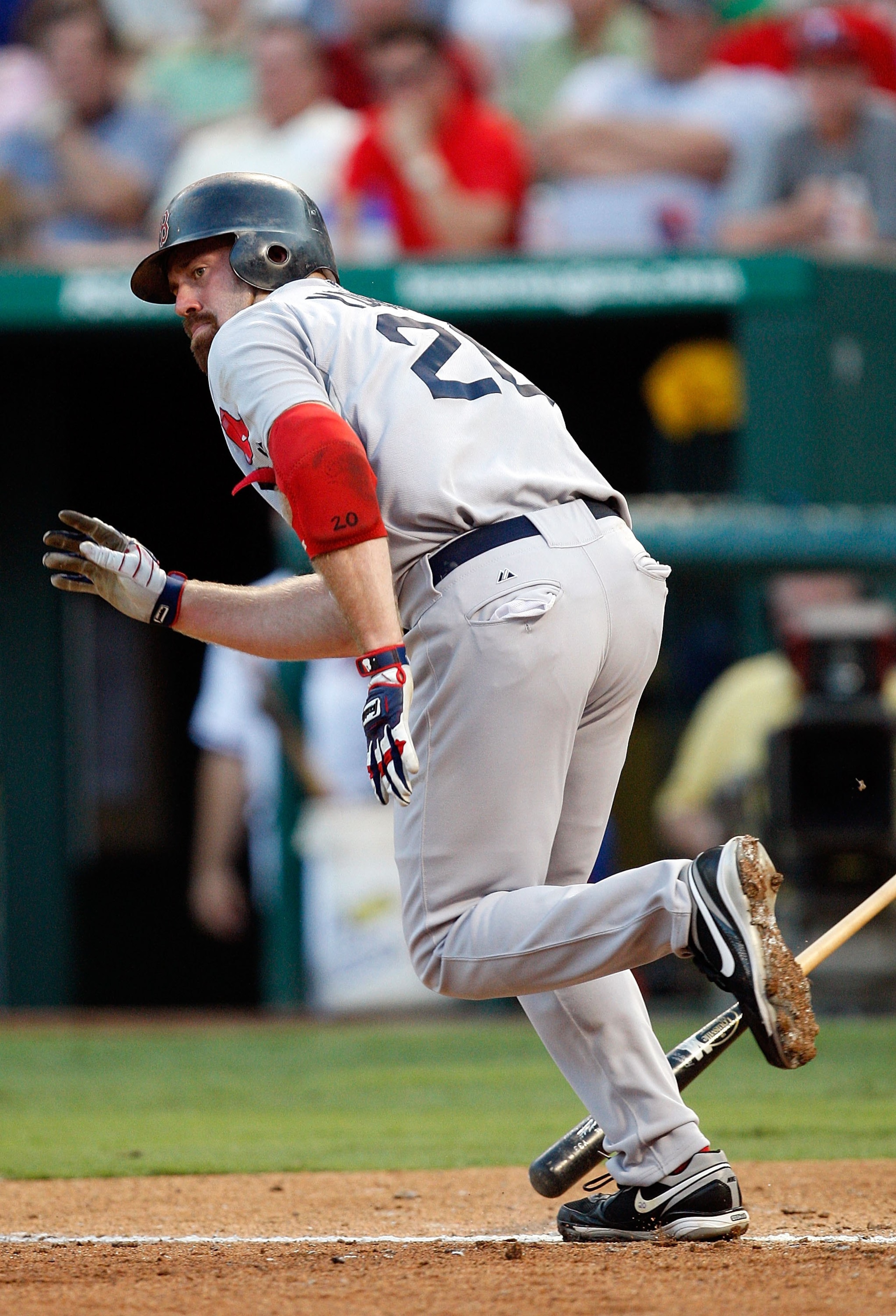 ARLINGTON, TX - JULY 20:  Kevin Youkillis #20 of the Boston Red Sox on July 20, 2009 at Rangers Ballpark in Arlington, Texas.  (Photo by Ronald Martinez/Getty Images)