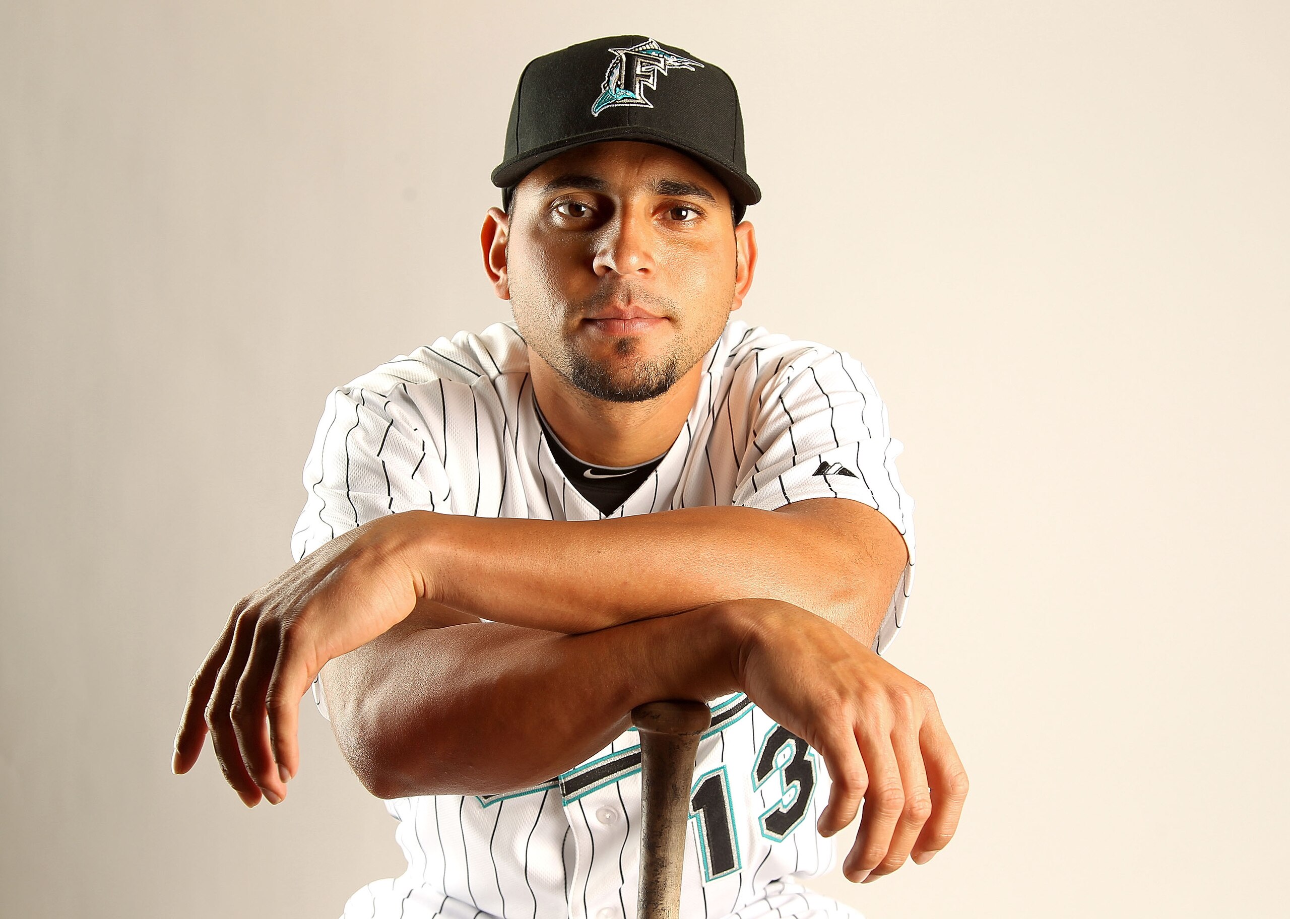 JUPITER, FL - FEBRUARY 23: Omar Infante #13 of the Florida Marlins during Photo Day at Roger Dean Stadium on February 23, 2011 in Jupiter, Florida.  (Photo by Mike Ehrmann/Getty Images)