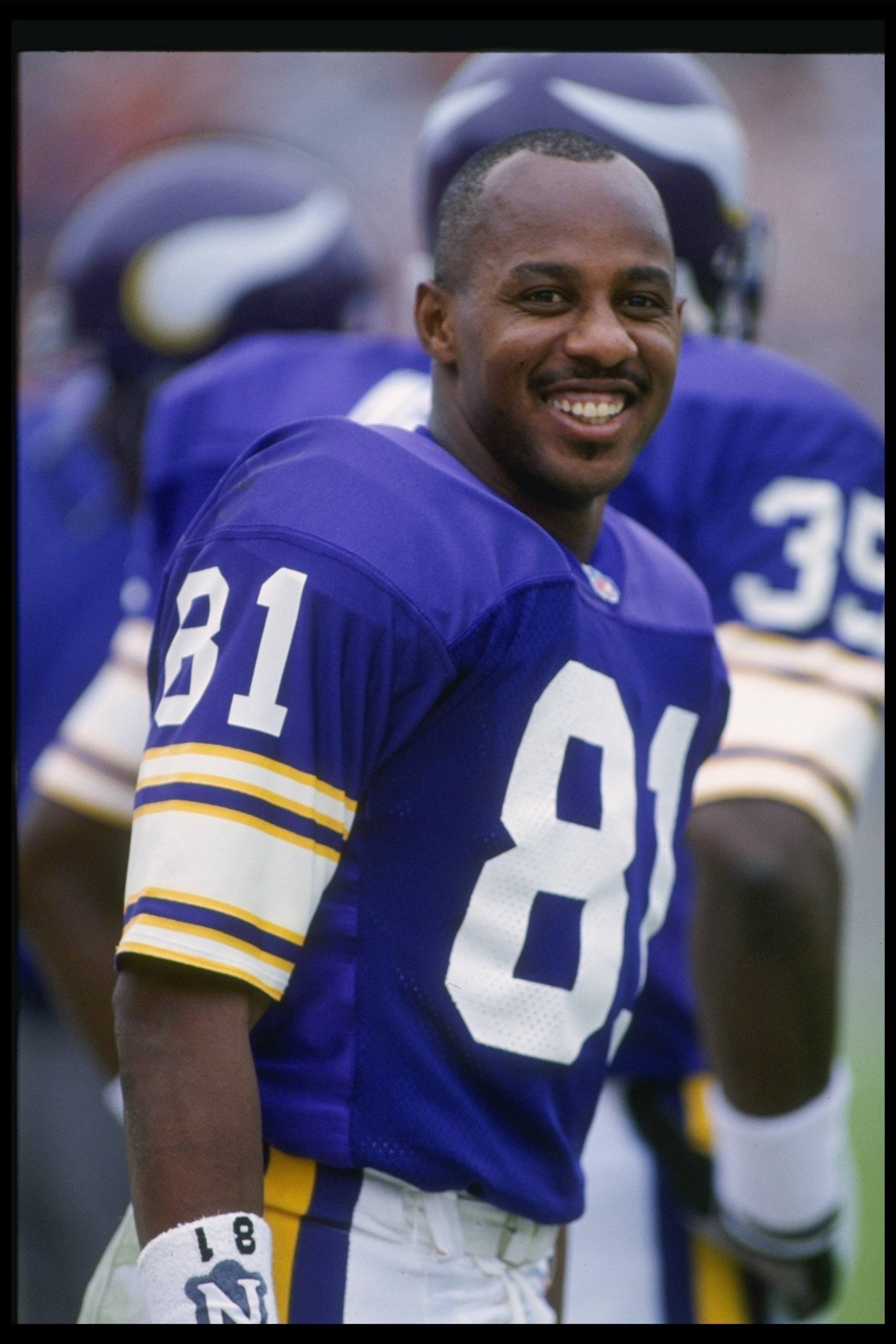 8 Nov 1992:  Wide receiver Anthony Carter of the Minnesota Vikings looks on during a game against the Tampa Bay Buccaneers at Tampa Stadium in Tampa, Florida.  The Vikings won the game, 35-7. Mandatory Credit: Scott Halleran  /Allsport
