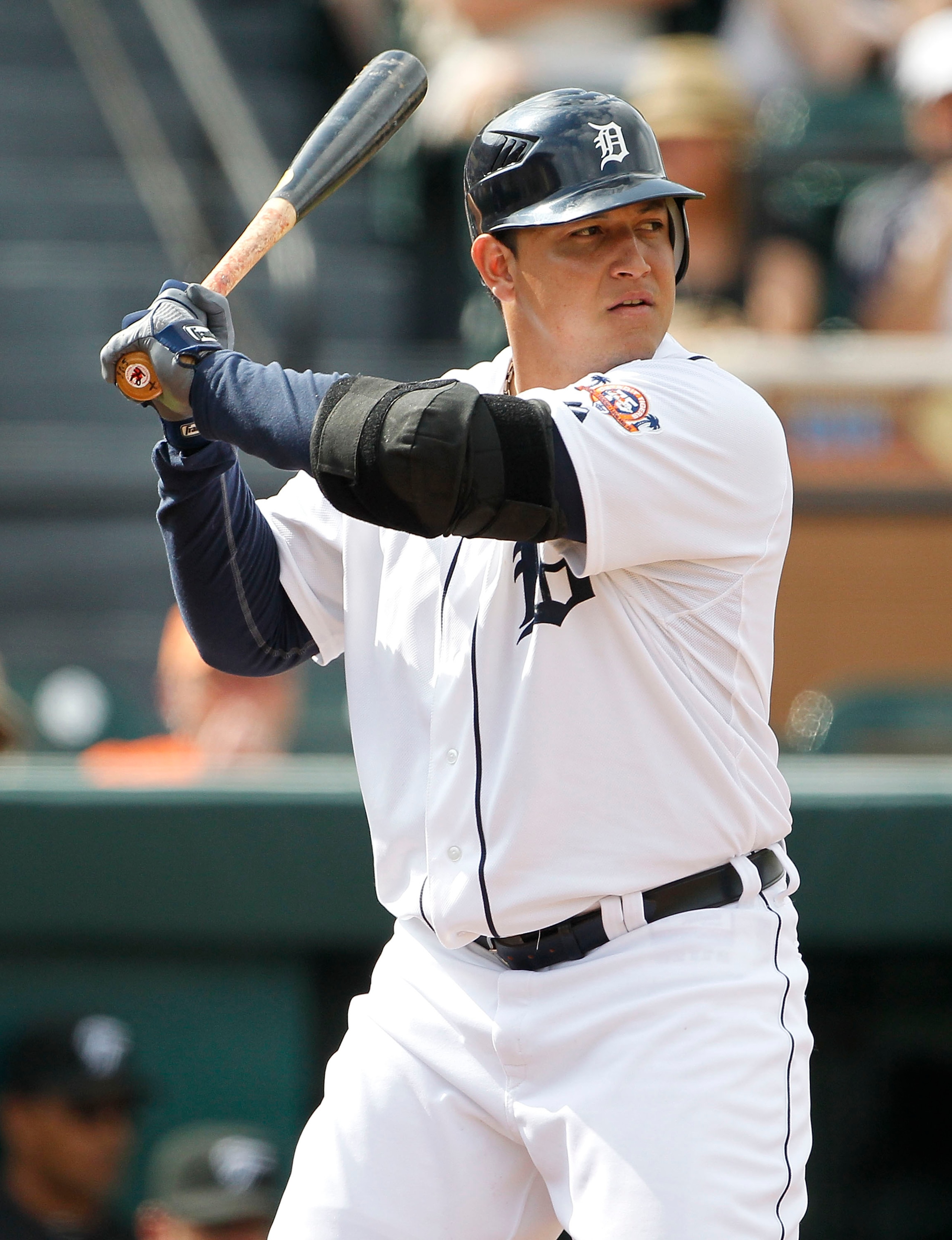 LAKELAND, FL - MARCH 01:  Miguel Cabrera #24 of the Detroit Tigers bats during the game against the Toronto Blue Jays at Joker Marchant Stadium on March 1, 2011 in Lakeland, Florida. The Tigers defeated the Blue Jays 6-2.  (Photo by Leon Halip/Getty Image