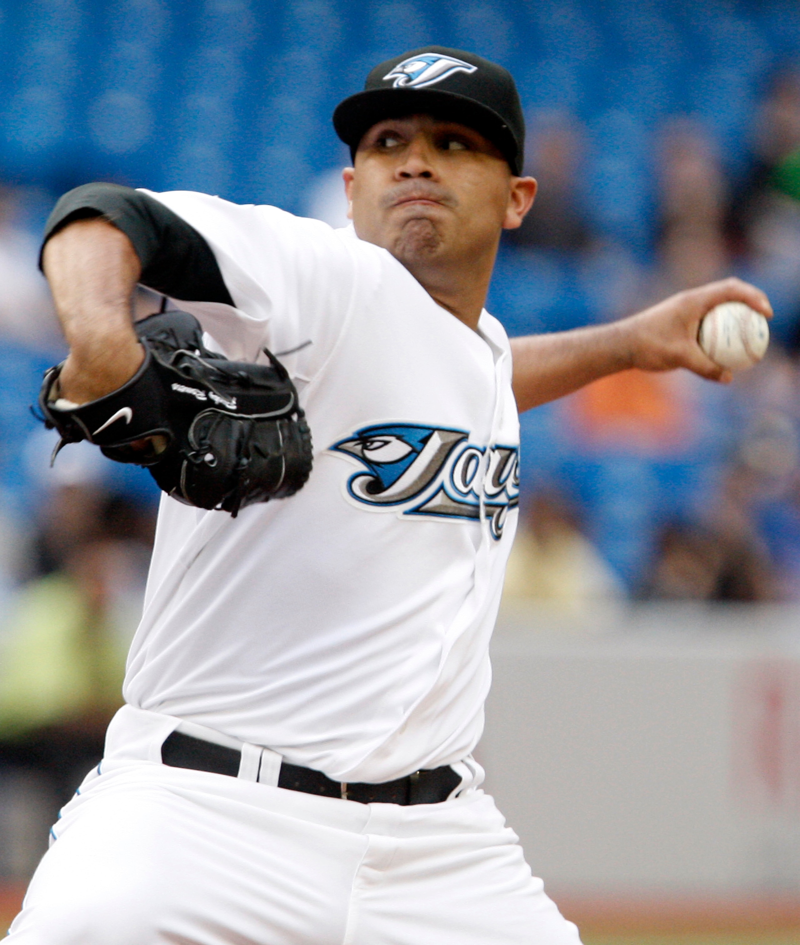 TORONTO - JULY 9: Ricky Romero #24 of the Toronto Blue Jays throws against the Boston Red Sox during a MLB game at The Rogers Centre on July 9, 2010 in Toronto, Ontario, Canada. (Photo by Abelimages/Getty Images)