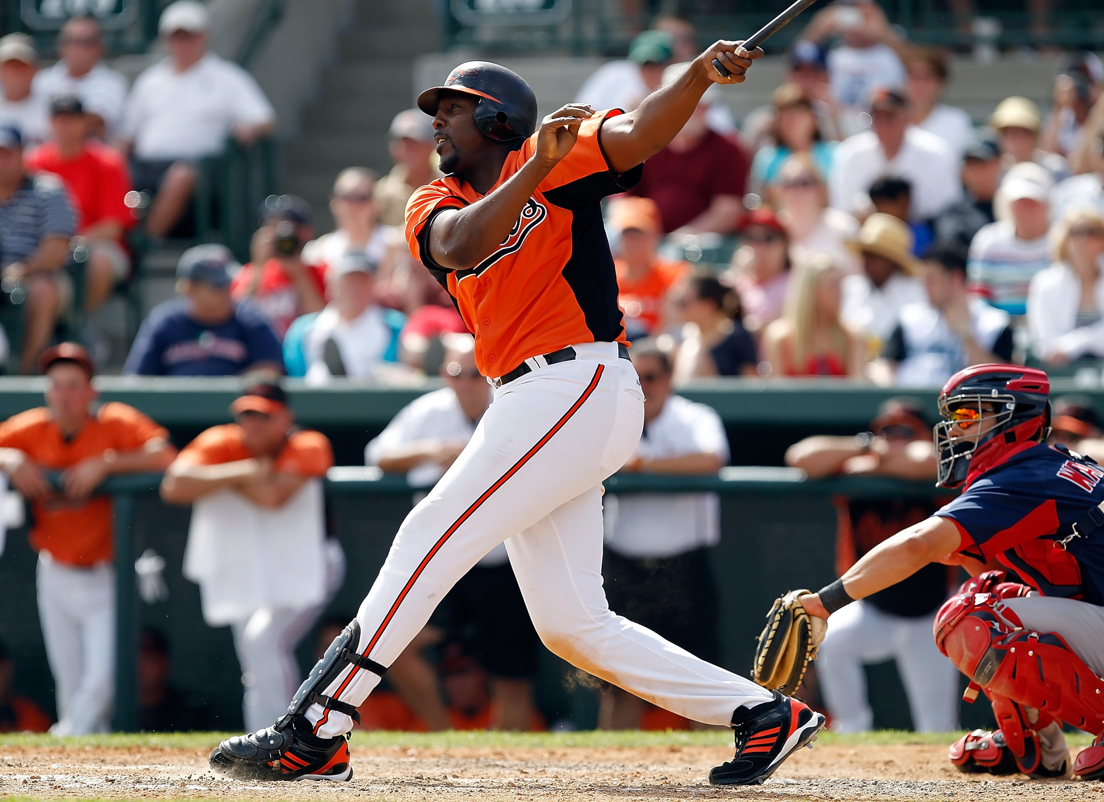 SARASOTA, FL - MARCH 05: Designated hitter Vladimir Guerrero #27 of the Baltimore Orioles bats against the Boston Red Sox during a Grapefruit League Spring Training Game at Ed Smith Stadium on March 5, 2011 in Sarasota, Florida. (Photo by J. Meric/Getty SARASOTA, FL - MARCH 05: Designated hitter Vladimir Guerrero #27 of the Baltimore Orioles bats against the Boston Red Sox during a Grapefruit League Spring Training Game at Ed Smith Stadium on March 5, 2011 in Sarasota, Florida. (Photo by J. Meric/Getty