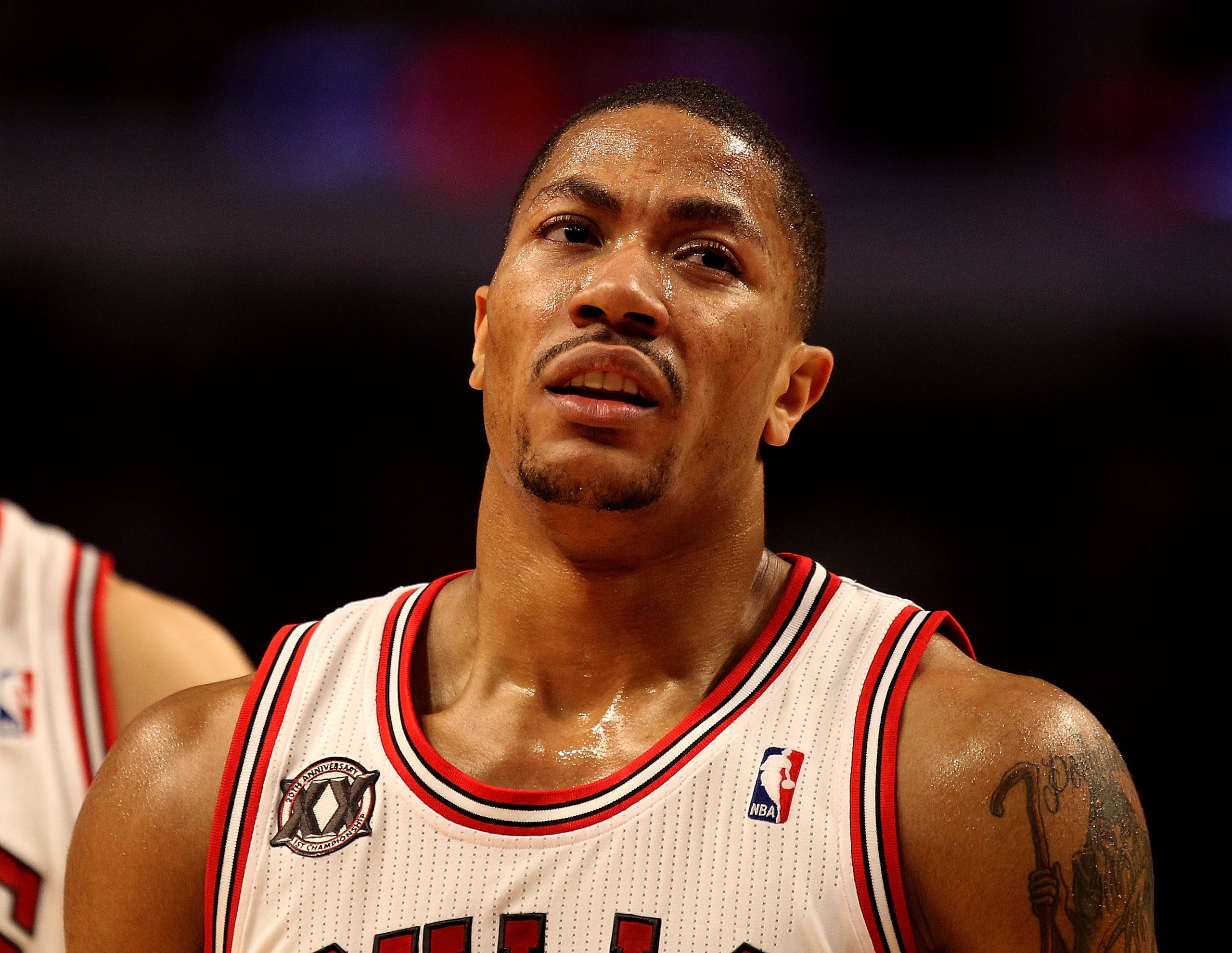 CHICAGO, IL - MARCH 25: Derrick Rose #1 of the Chicago Bulls reacts after being fouled and hitting the floor against the Memphis Grizzlies at the United Center on March 25, 2011 in Chicago, Illinois. The Bulls defeated the Grizzlies 99-96. NOTE TO USER: U