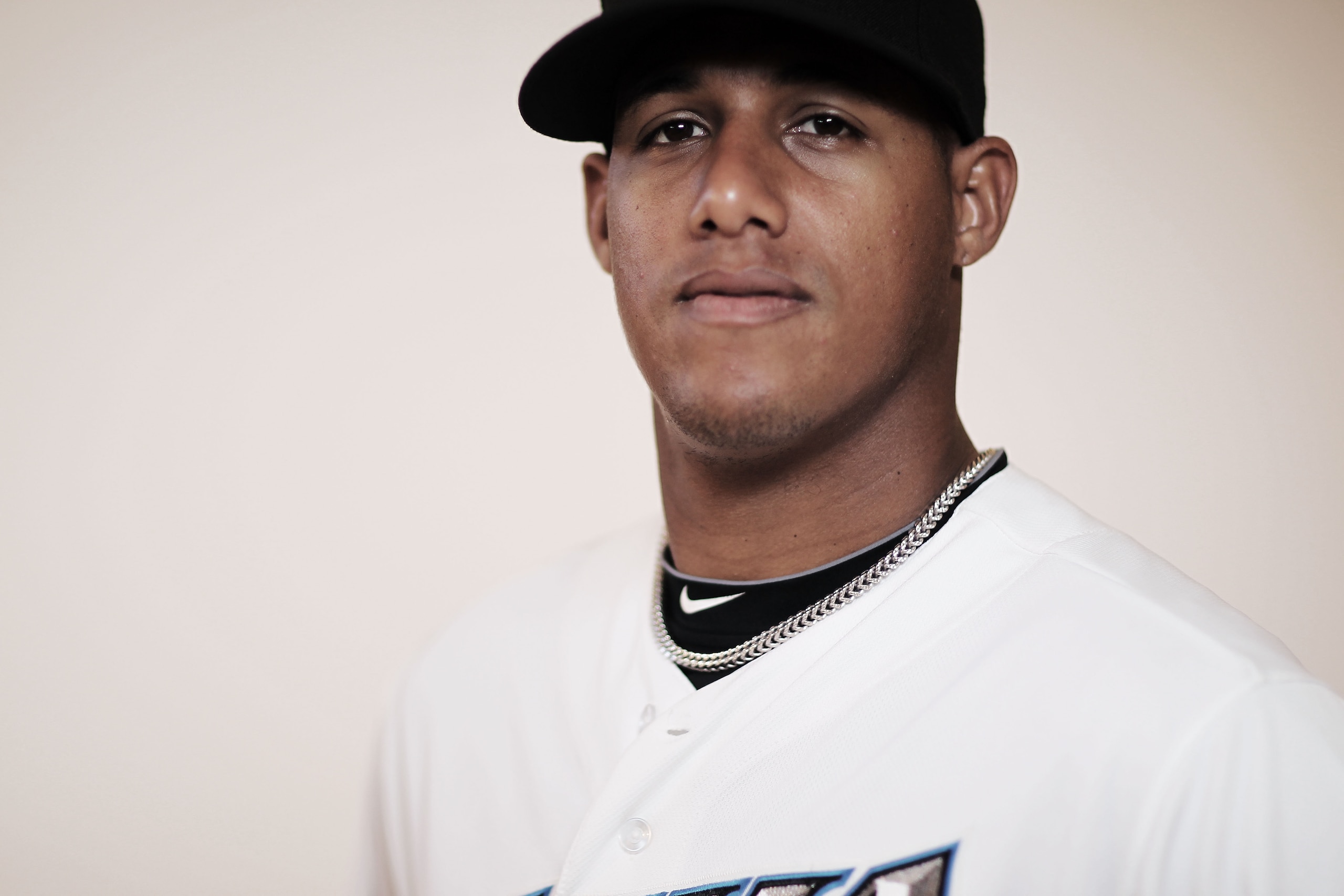 DUNEDIN, FL - FEBRUARY 20:  (EDITORS NOTE : THIS IMAGE HAS BEEN DIGITALLY DESATURATED). Yunel Escobar #5 of the Toronto Blue Jays poses during photo day at Florida Auto Exchange Stadium on February 20, 2011 in Dunedin, Florida.  (Photo by Nick Laham/Getty