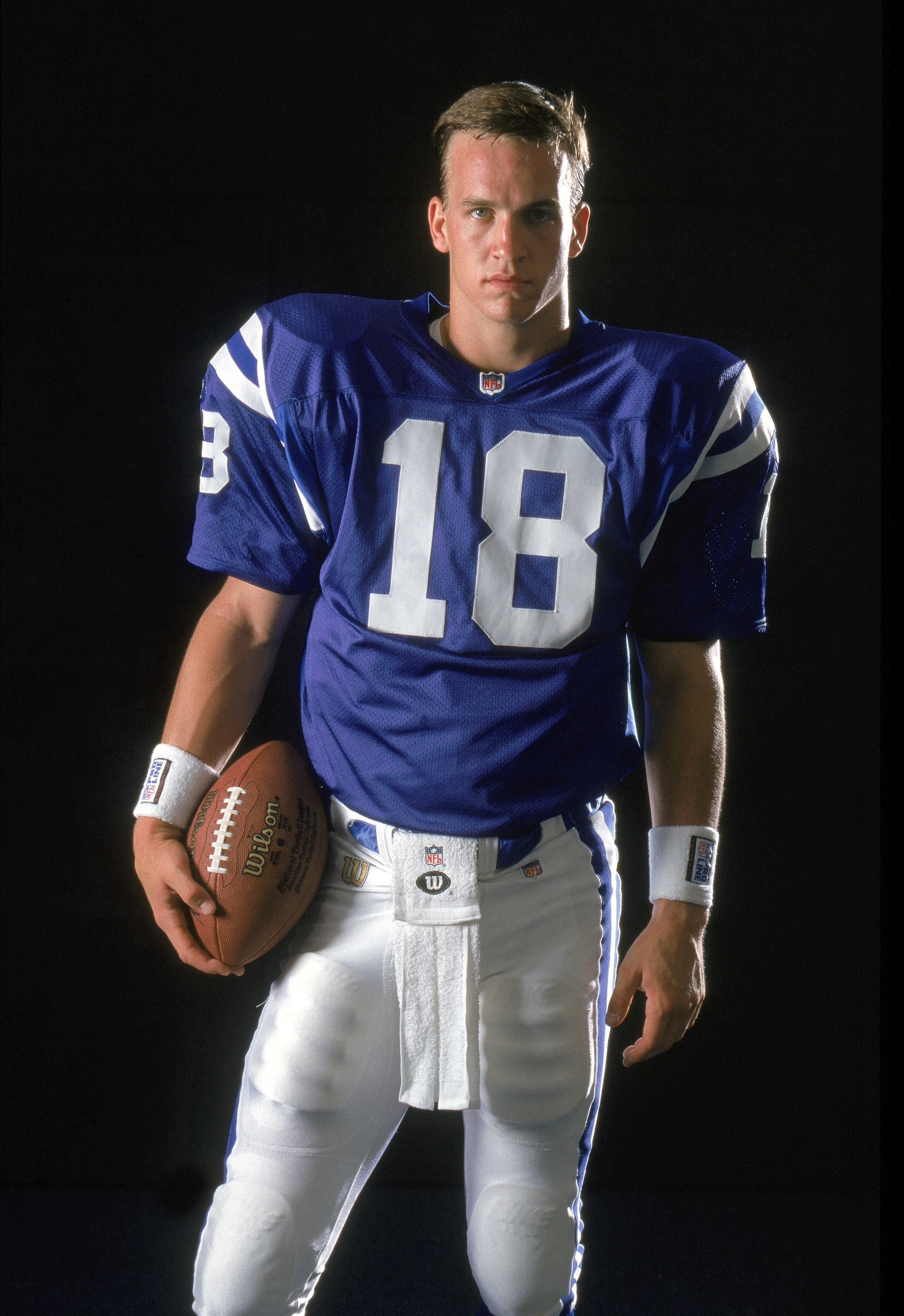 ORLANDO, FL - MAY 20: Peyton Manning #18 of the Indianapolis Colts poses for a portrait during a rookie shoot at the Citrus Bowl on May 20, 1998 in Orlando, Florida. (Photo by Peter J.Taylor/GettyImages)
