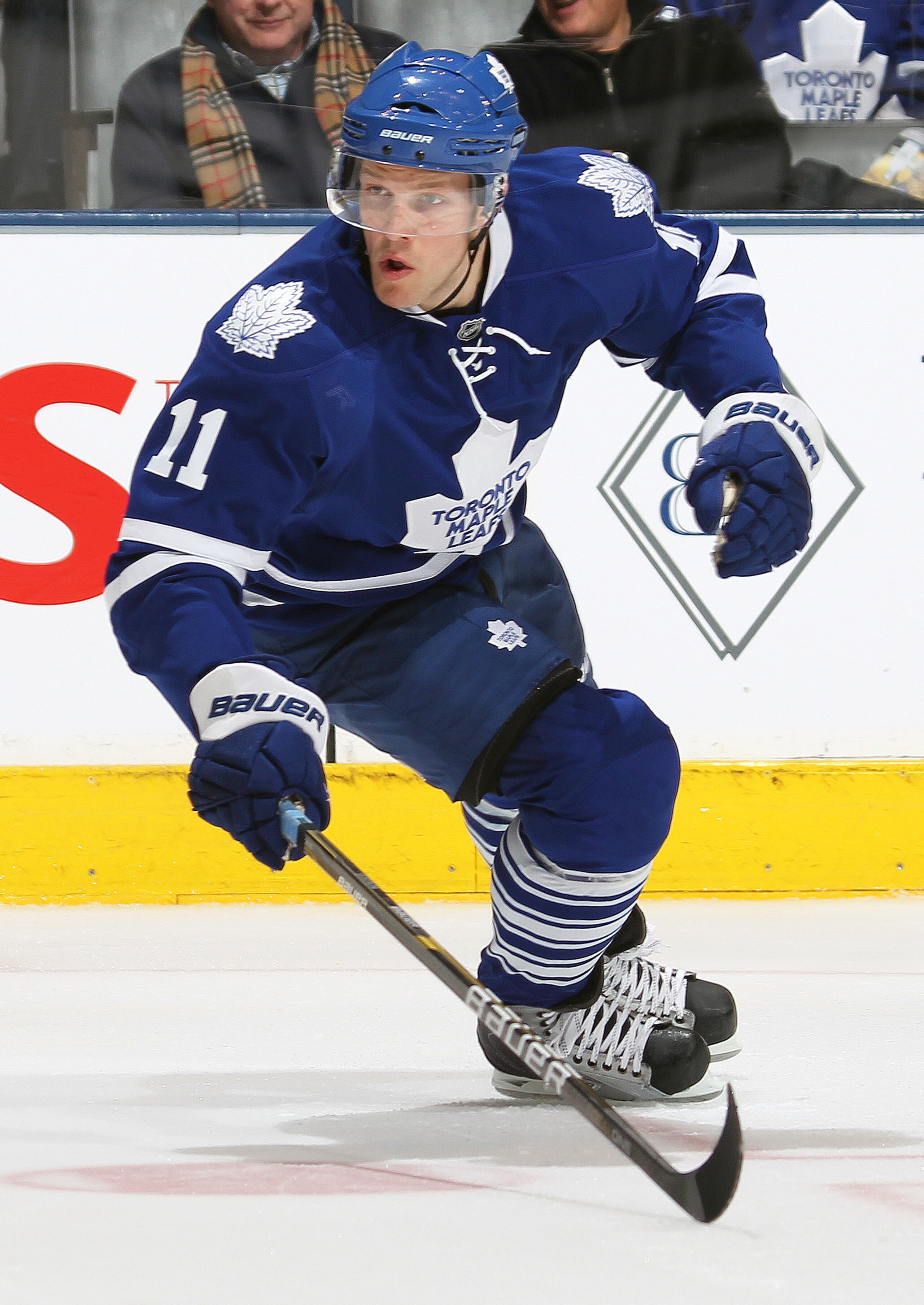 TORONTO, CAN - FEBRUARY 7:  Fredrik Sjostrom #11 of the Toronto Maple Leafs skates in a game against the Atlanta Thrashers on February 7, 2011 at the Air Canada Centre in Toronto, Canada. The Leafs defeated the Thrashers 5-4. (Photo by Claus Andersen/Gett