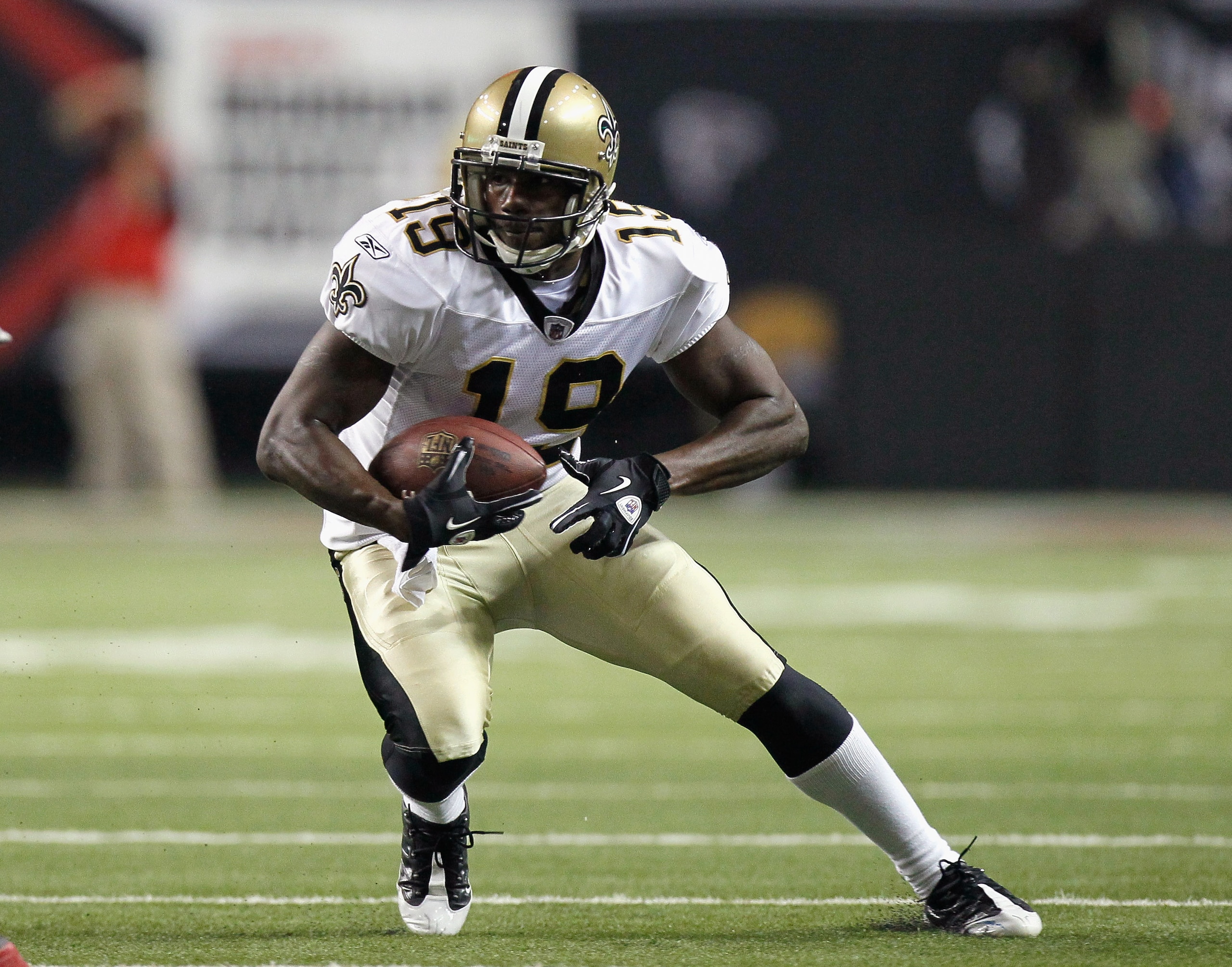 ATLANTA, GA - DECEMBER 27:  Devery Henderson #19 of the New Orleans Saints against the Atlanta Falcons at Georgia Dome on December 27, 2010 in Atlanta, Georgia.  (Photo by Kevin C. Cox/Getty Images)