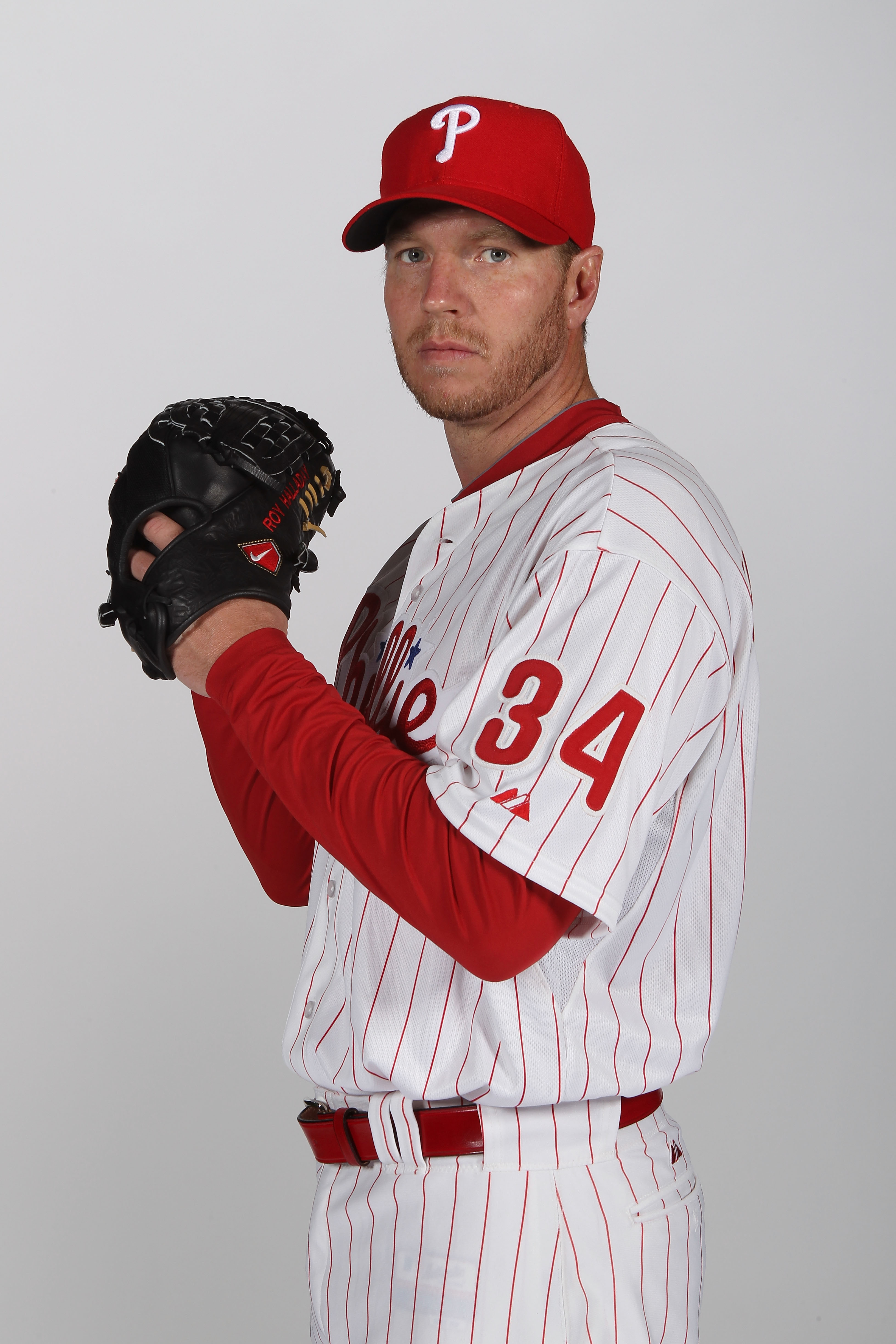CLEARWATER, FL - FEBRUARY 22:  Roy Halladay #34 of the Philadelphia Phillies poses for a photo during Spring Training Media Photo Day at Bright House Networks Field on February 22, 2011 in Clearwater, Florida.  (Photo by Nick Laham/Getty Images)