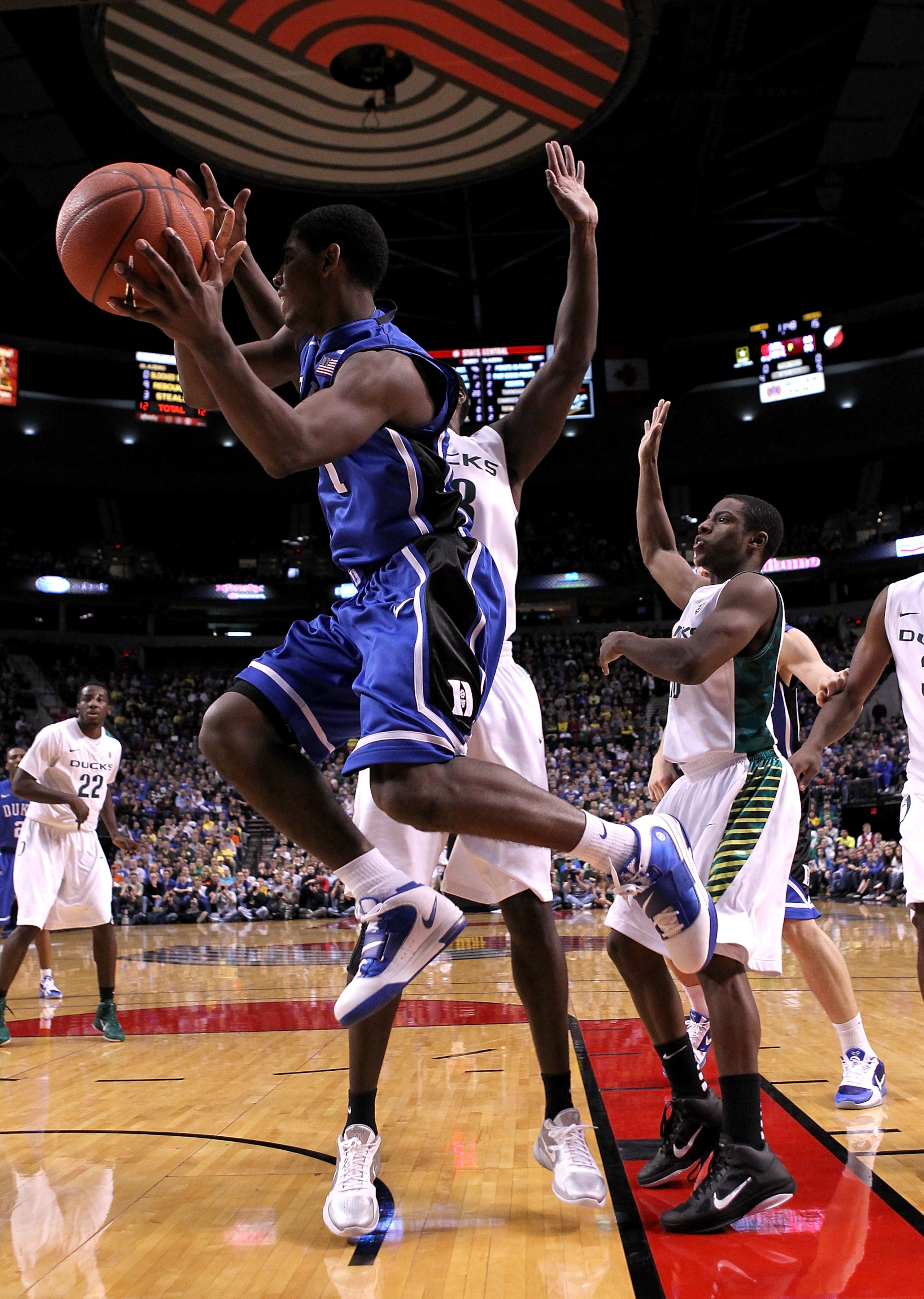 PORTLAND, OR - NOVEMBER 27: Kyrie Irving #1 of the Duke Blue Devils looks to pass the ball against the Oregon Ducks on November 27, 2010 at the Rose Garden in Portland, Oregon. (Photo by Jonathan Ferrey/Getty Images) PORTLAND, OR - NOVEMBER 27: Kyrie Irving #1 of the Duke Blue Devils looks to pass the ball against the Oregon Ducks on November 27, 2010 at the Rose Garden in Portland, Oregon. (Photo by Jonathan Ferrey/Getty Images)