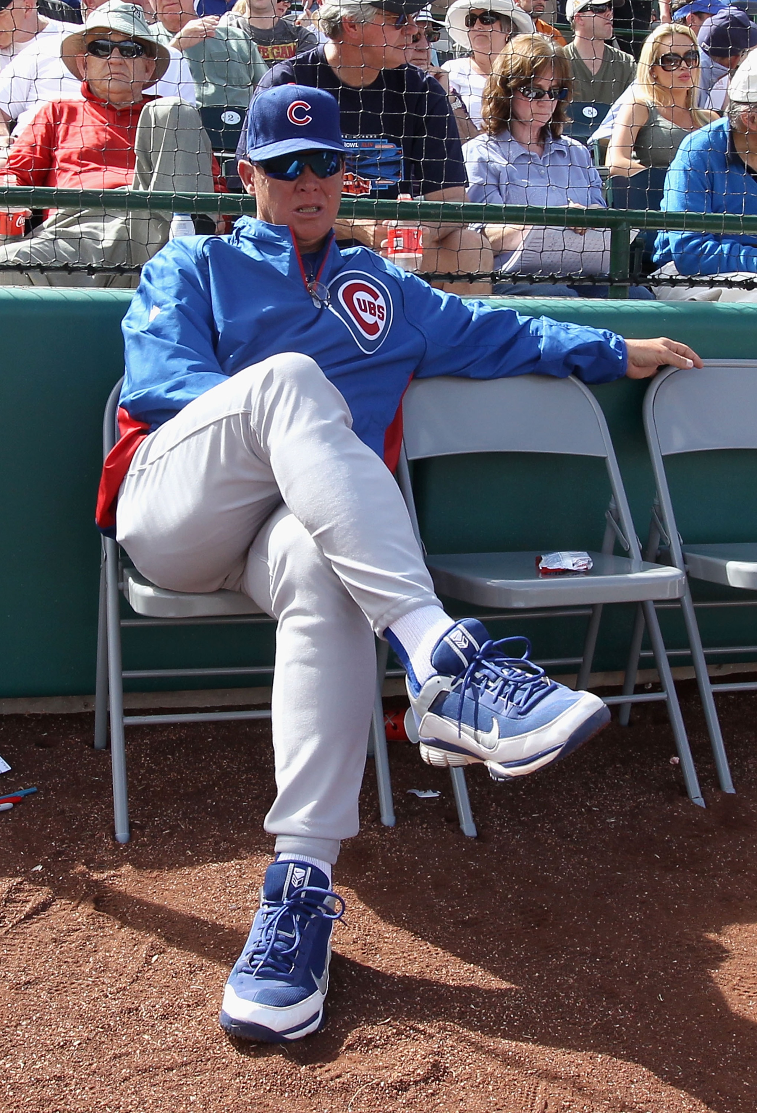 SCOTTSDALE, AZ - MARCH 01:  Manager Mike Quade of the Chicago Cubs looks on during the spring training game against the San Francisco Giants at Scottsdale Stadium on March 1, 2011 in Scottsdale, Arizona.  (Photo by Christian Petersen/Getty Images)