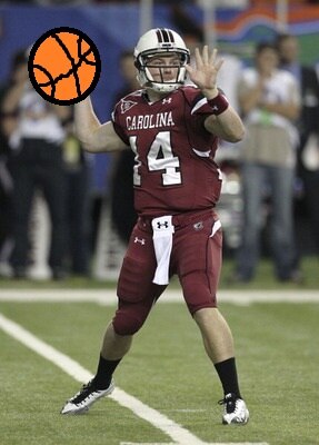 ATLANTA - DECEMBER 4:  Quarterback Connor Shaw #14 of the South Carolina Gamecocks throws a pass during the 2010 SEC Championship against the Auburn Tigers at Georgia Dome on December 4, 2010 in Atlanta, Georgia. (Photo by Mike Zarrilli/Getty Images)