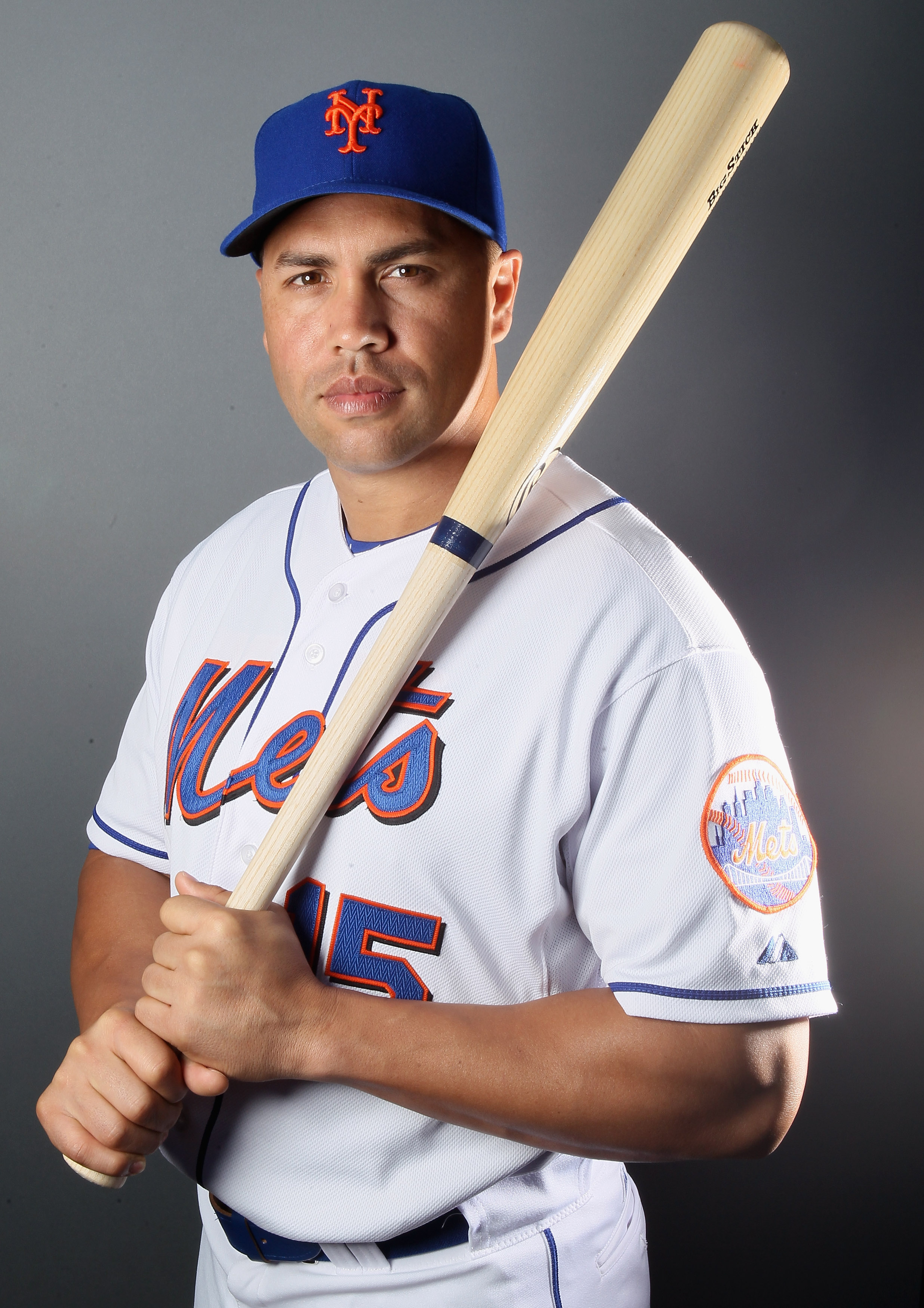 PORT ST. LUCIE, FL - FEBRUARY 24:  RY 24:  Carlos Beltran #15 of the New York Mets poses for a portrait during the New York Mets Photo Day on February 24, 2011 at Digital Domain Park in Port St. Lucie, Florida.  (Photo by Elsa/Getty Images)