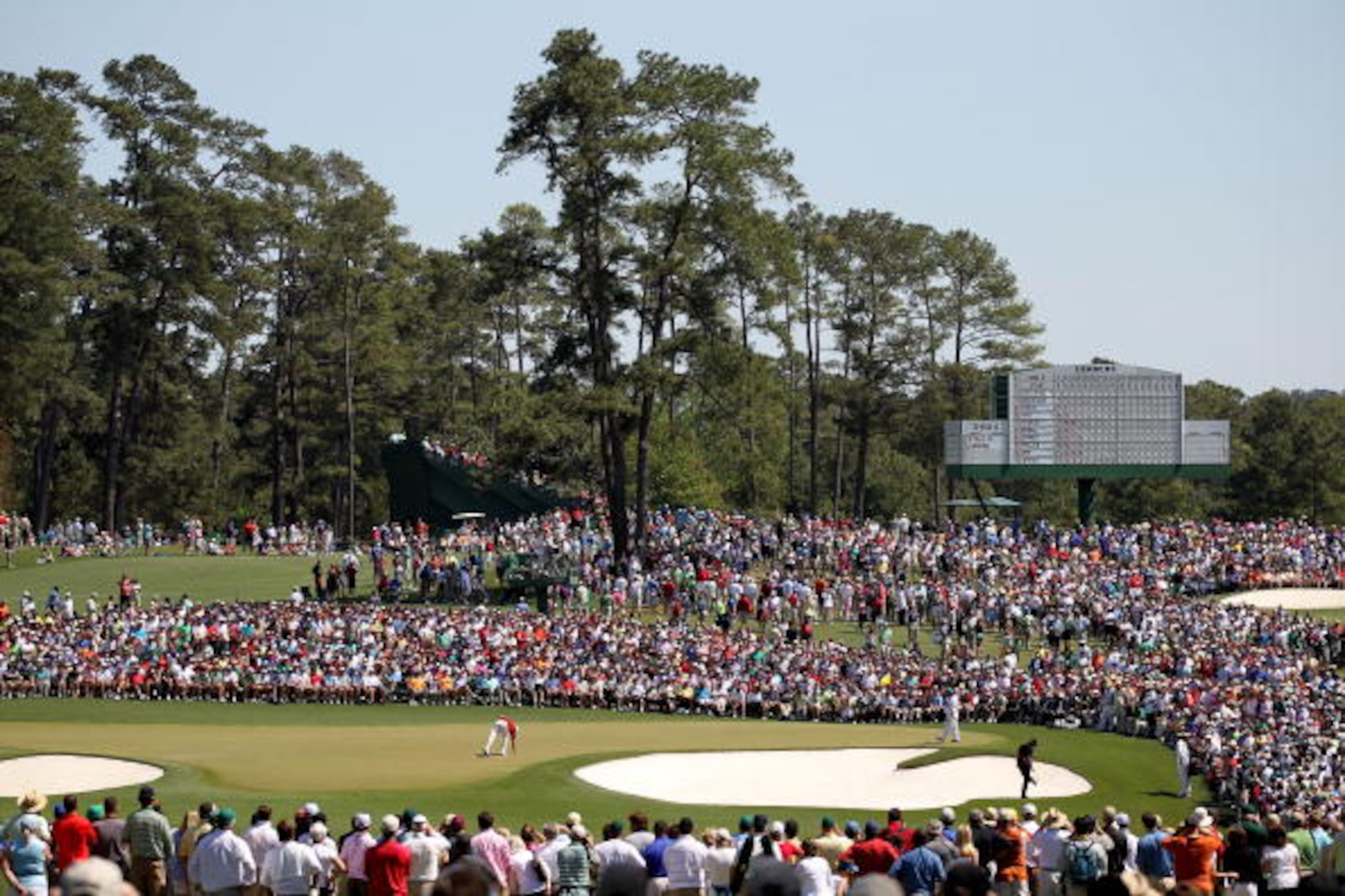 AUGUSTA, GA - APRIL 11:  Phil Mickelson waits near a bunker on the second hole during the final round of the 2010 Masters Tournament at Augusta National Golf Club on April 11, 2010 in Augusta, Georgia.  (Photo by Jamie Squire/Getty Images)