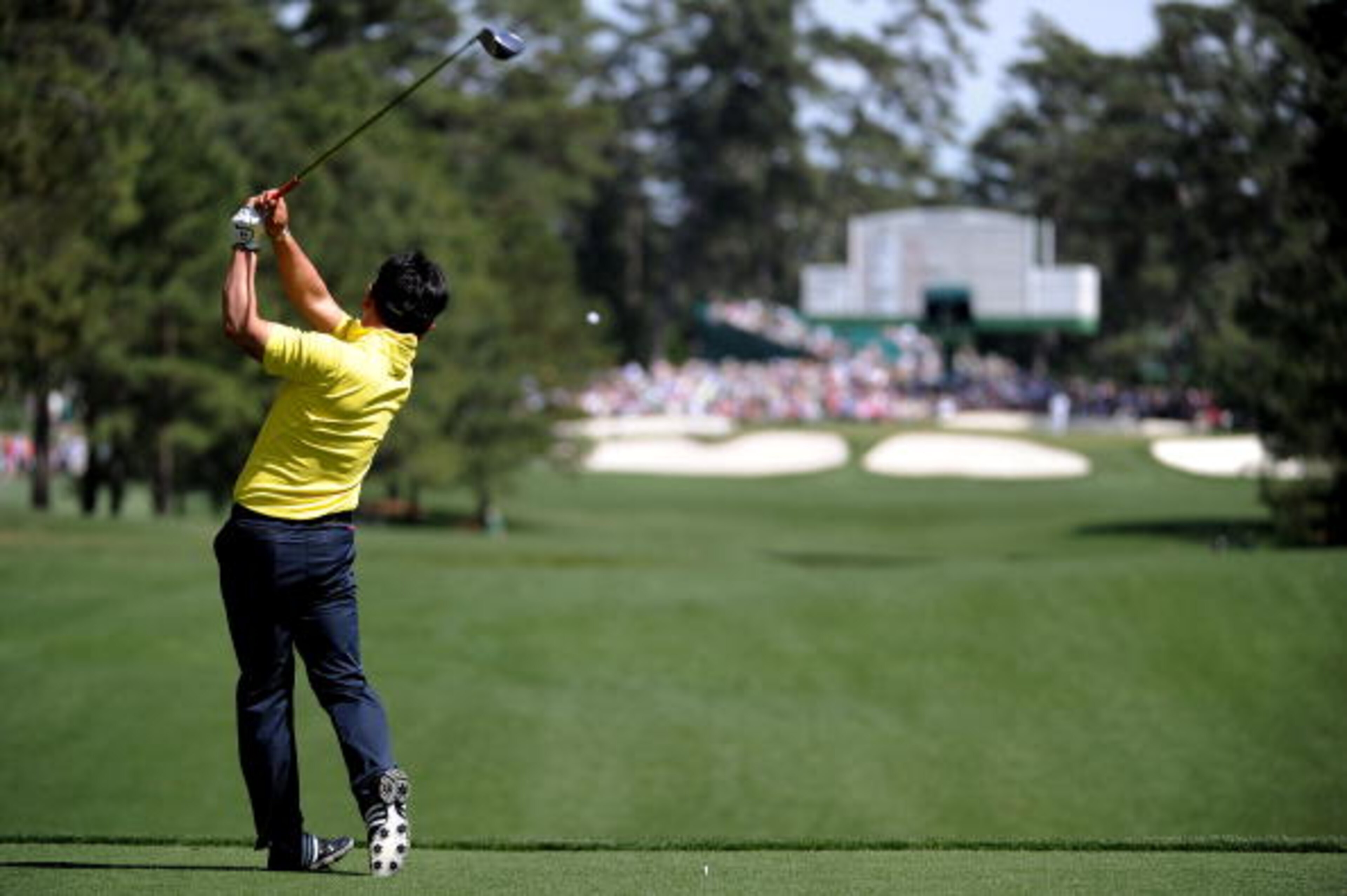 AUGUSTA, GA - APRIL 10: Y.E. Yang of South Korea plays his tee shot on the seventh hole during the third round of the 2010 Masters Tournament at Augusta National Golf Club on April 10, 2010 in Augusta, Georgia. (Photo by Harry How/Getty Images) AUGUSTA, GA - APRIL 10: Y.E. Yang of South Korea plays his tee shot on the seventh hole during the third round of the 2010 Masters Tournament at Augusta National Golf Club on April 10, 2010 in Augusta, Georgia. (Photo by Harry How/Getty Images)