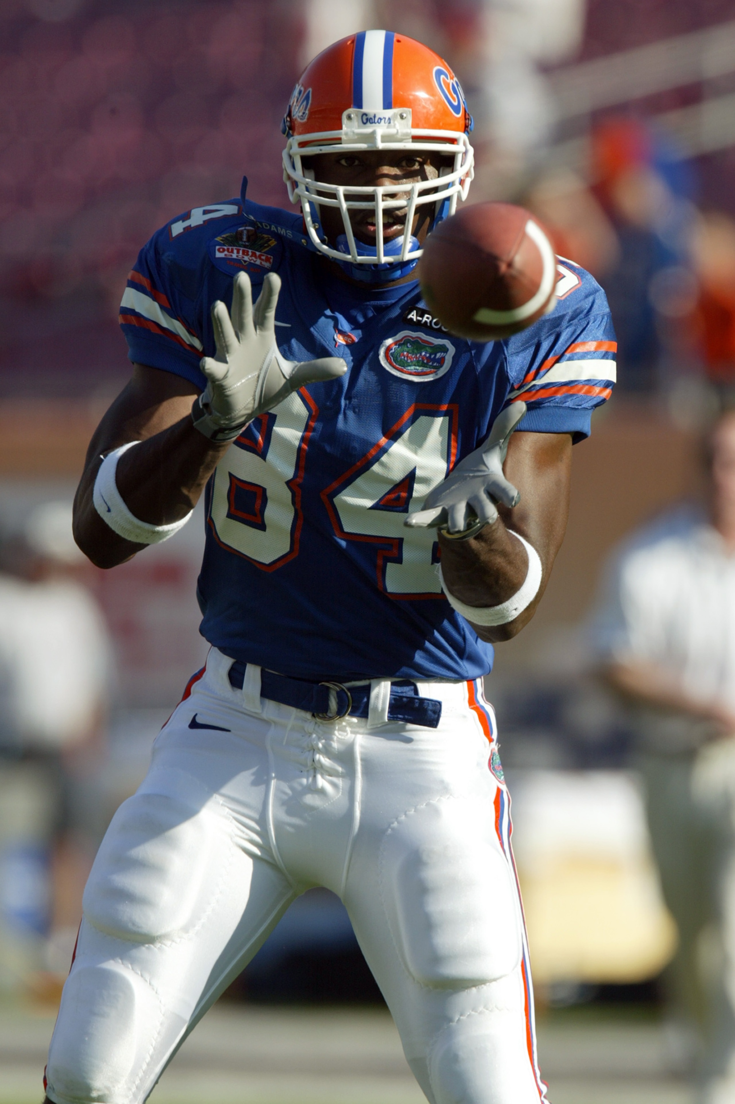 TAMPA - JANUARY 1: Tight end Ben Troupe #84 of the Florida Gators sets up for the catch during the game against the Iowa Hawkeyes in the Outback Bowl on January 1, 2004 at Raymond James Stadium in Tampa, Florida. The Hawkeyes won 37-17. (Photo by Eliot TAMPA - JANUARY 1: Tight end Ben Troupe #84 of the Florida Gators sets up for the catch during the game against the Iowa Hawkeyes in the Outback Bowl on January 1, 2004 at Raymond James Stadium in Tampa, Florida. The Hawkeyes won 37-17. (Photo by Eliot
