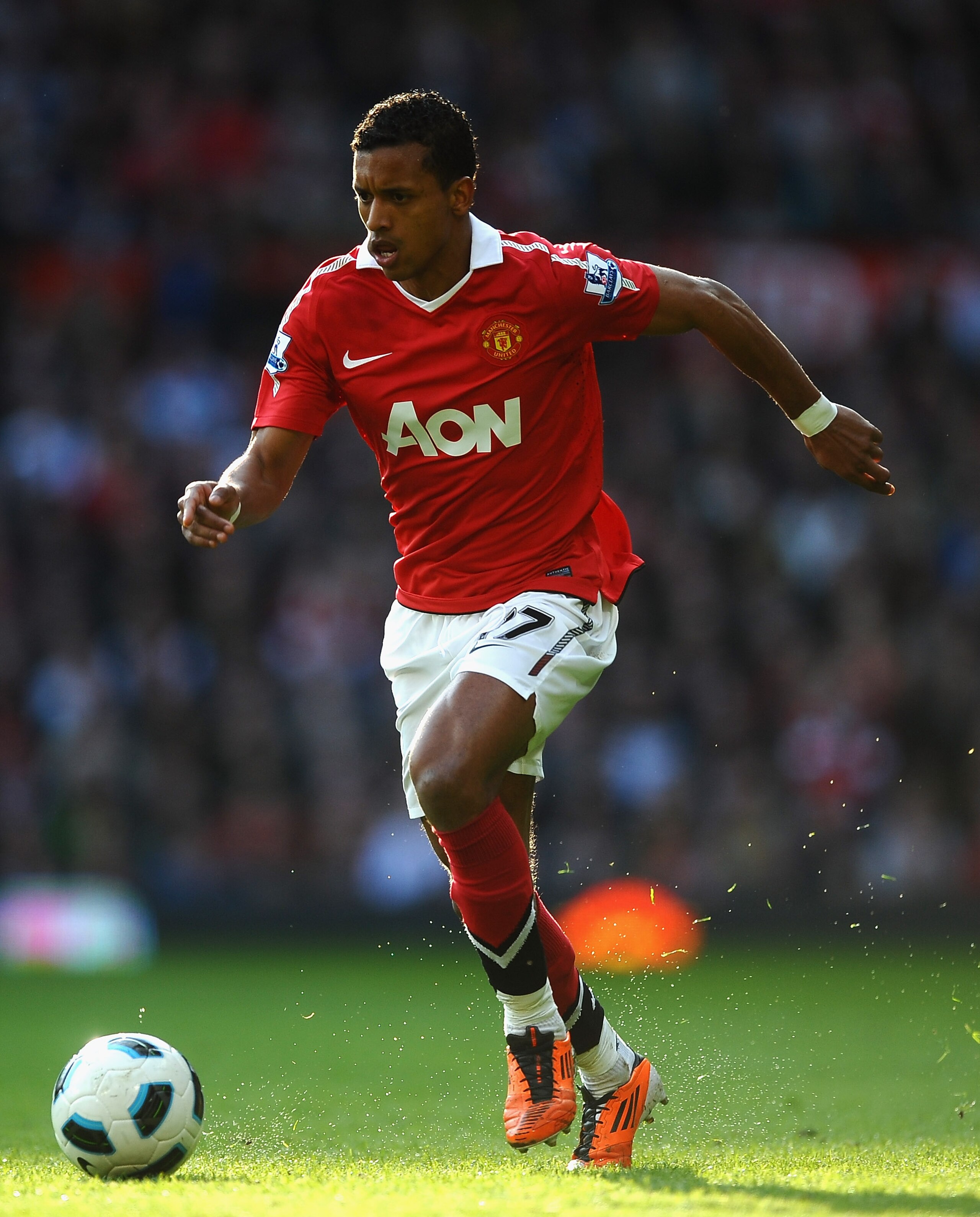 MANCHESTER, ENGLAND - MARCH 19:  Nani of Manchester United in action during the Barclays Premier League match between Manchester United and Bolton Wanderers at Old Trafford on March 19, 2011 in Manchester, England.  (Photo by Laurence Griffiths/Getty Imag