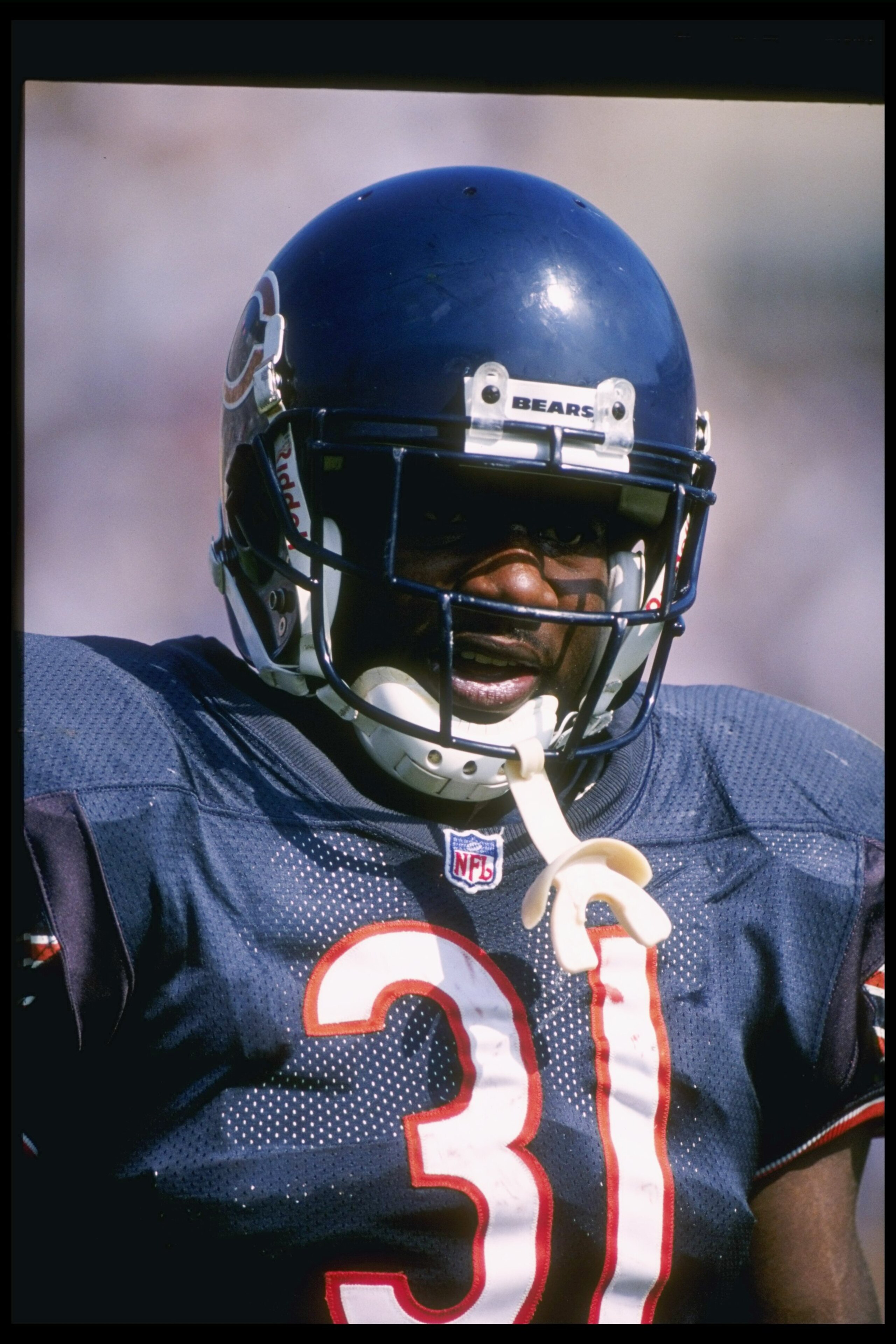 6 Oct 1996:  Running back Rashaan Salaam of the Chicago Bears looks on during a game against the Green Bay Packers at Soldier Field in Chicago, Illinois.  The Packers won the game, 37-6. Mandatory Credit: Jonathan Daniel  /Allsport