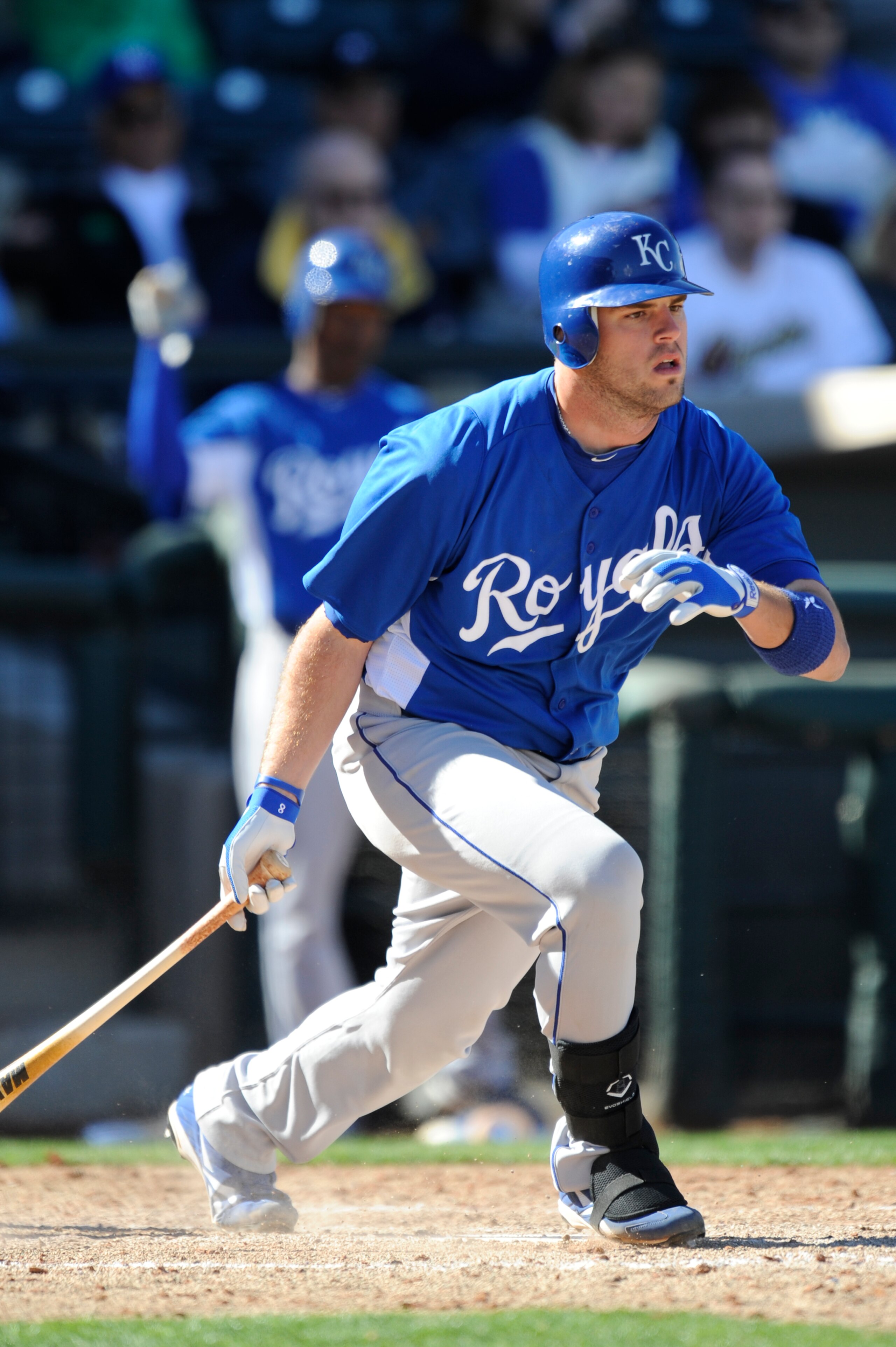 SURPISE, AZ - FEBRUARY 27: Mike Moustakas #8 of the Kansas City Royals bats during a spring training game against the Texas Rangers at Surprise Stadium on February 27, 2011 in Surprise, Arizona. (Photo by Rob Tringali/Getty Images) SURPISE, AZ - FEBRUARY 27: Mike Moustakas #8 of the Kansas City Royals bats during a spring training game against the Texas Rangers at Surprise Stadium on February 27, 2011 in Surprise, Arizona. (Photo by Rob Tringali/Getty Images)