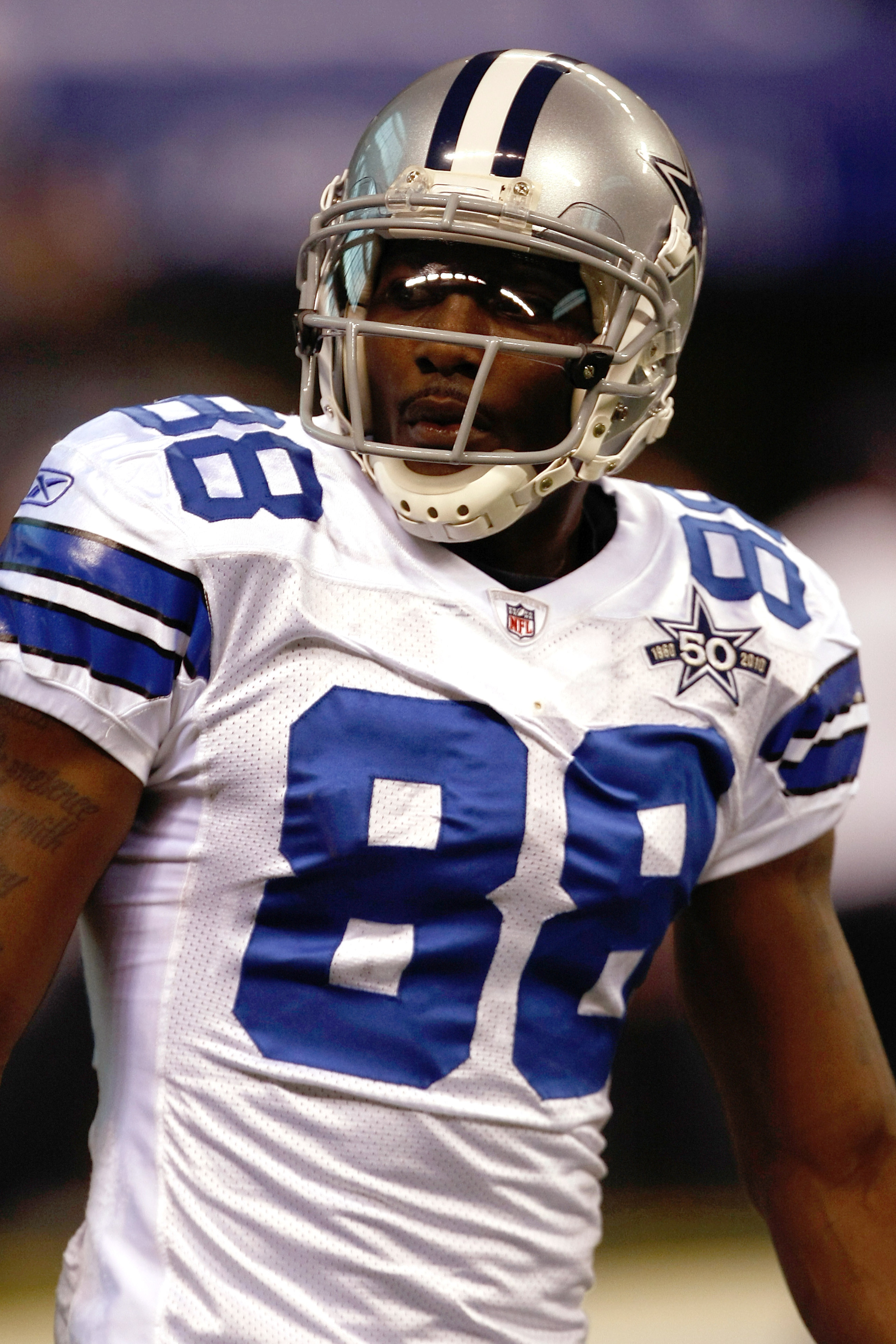 INDIANAPOLIS, IN - DECEMBER 05: Dez Bryant #88 of the Dallas Cowboys looks on against the Indianapolis Colts at Lucas Oil Stadium on December 5, 2010 in Indianapolis, Indiana.  (Photo by Scott Boehm/Getty Images)