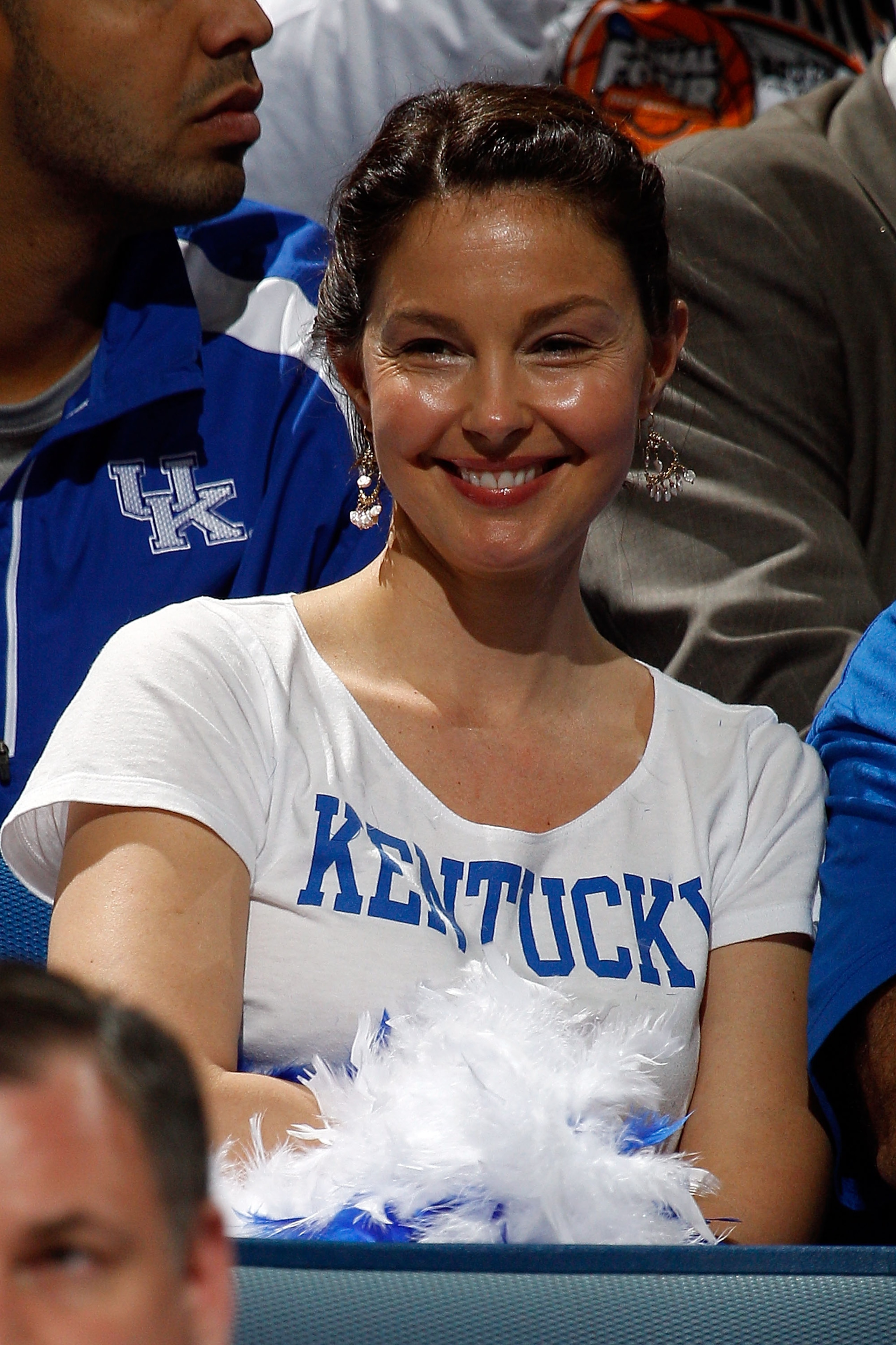 NEW ORLEANS - MARCH 20:  Actress Ashley Judd cheers for the Kentucky Wildcats during the game against the Wake Forest Demon Deacons during the second round of the 2010 NCAA men's basketball tournament at the New Orleans Arena on March 20, 2010 in New Orle