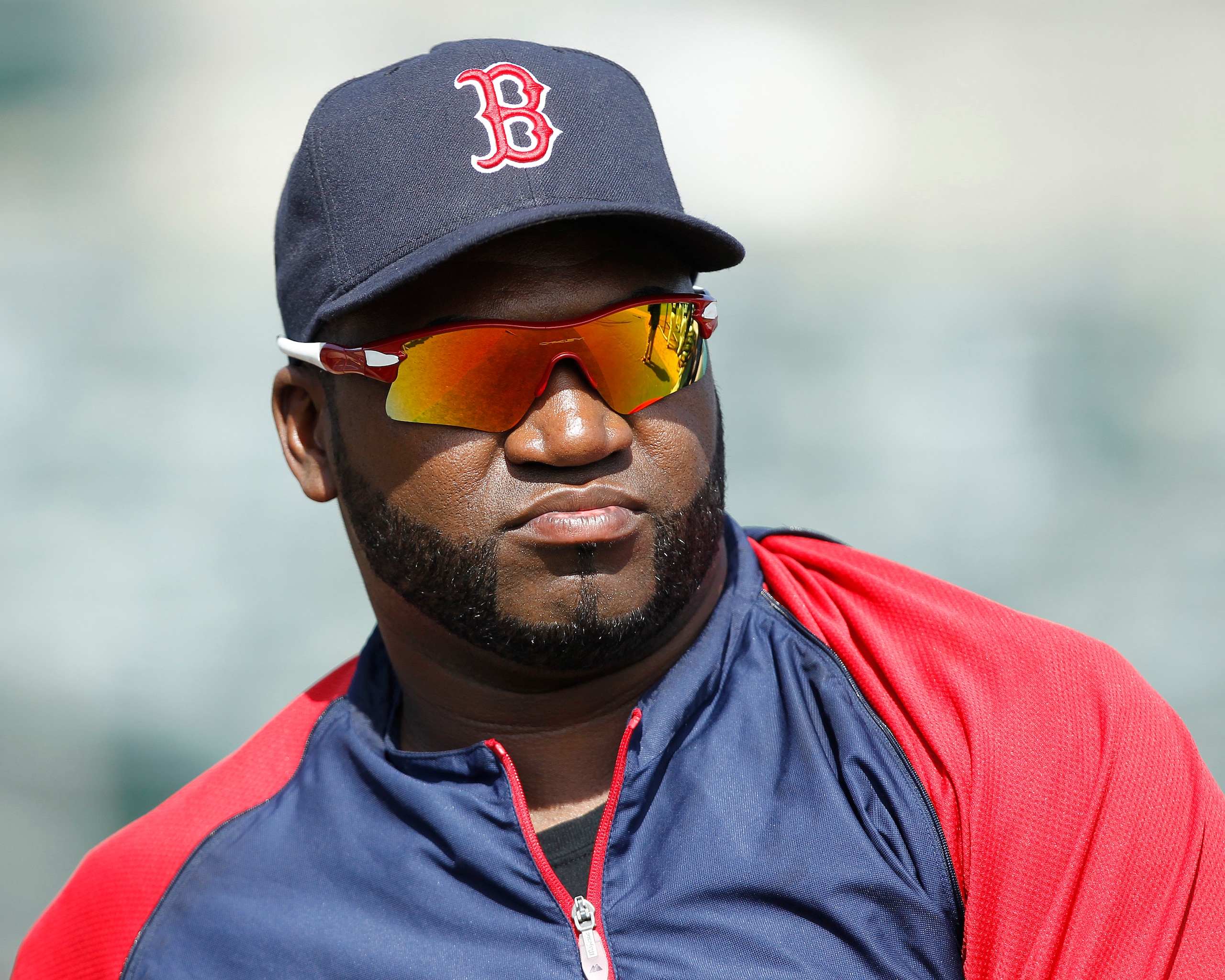 JUPITER, FL - MARCH 24: David Ortiz #34 of the Boston Red Sox warms up prior to the game against the Florida Marlins at Roger Dean Stadium on March 24, 2011 in Jupiter, Florida. (Photo by Joel Auerbach/Getty Images)