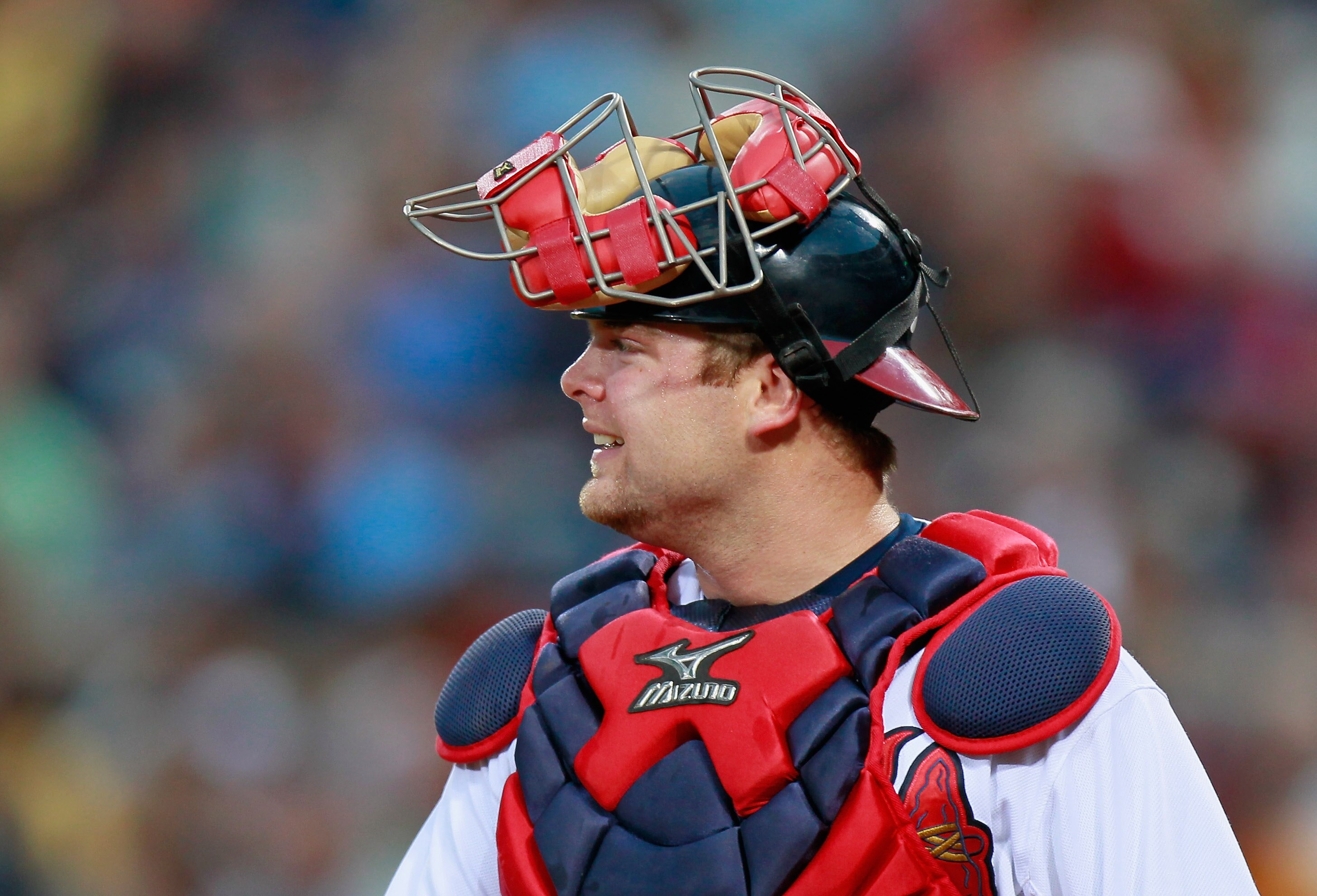 ATLANTA - SEPTEMBER 09:  Brian McCann #16 of the Atlanta Braves against the St. Louis Cardinals at Turner Field on September 9, 2010 in Atlanta, Georgia.  (Photo by Kevin C. Cox/Getty Images)