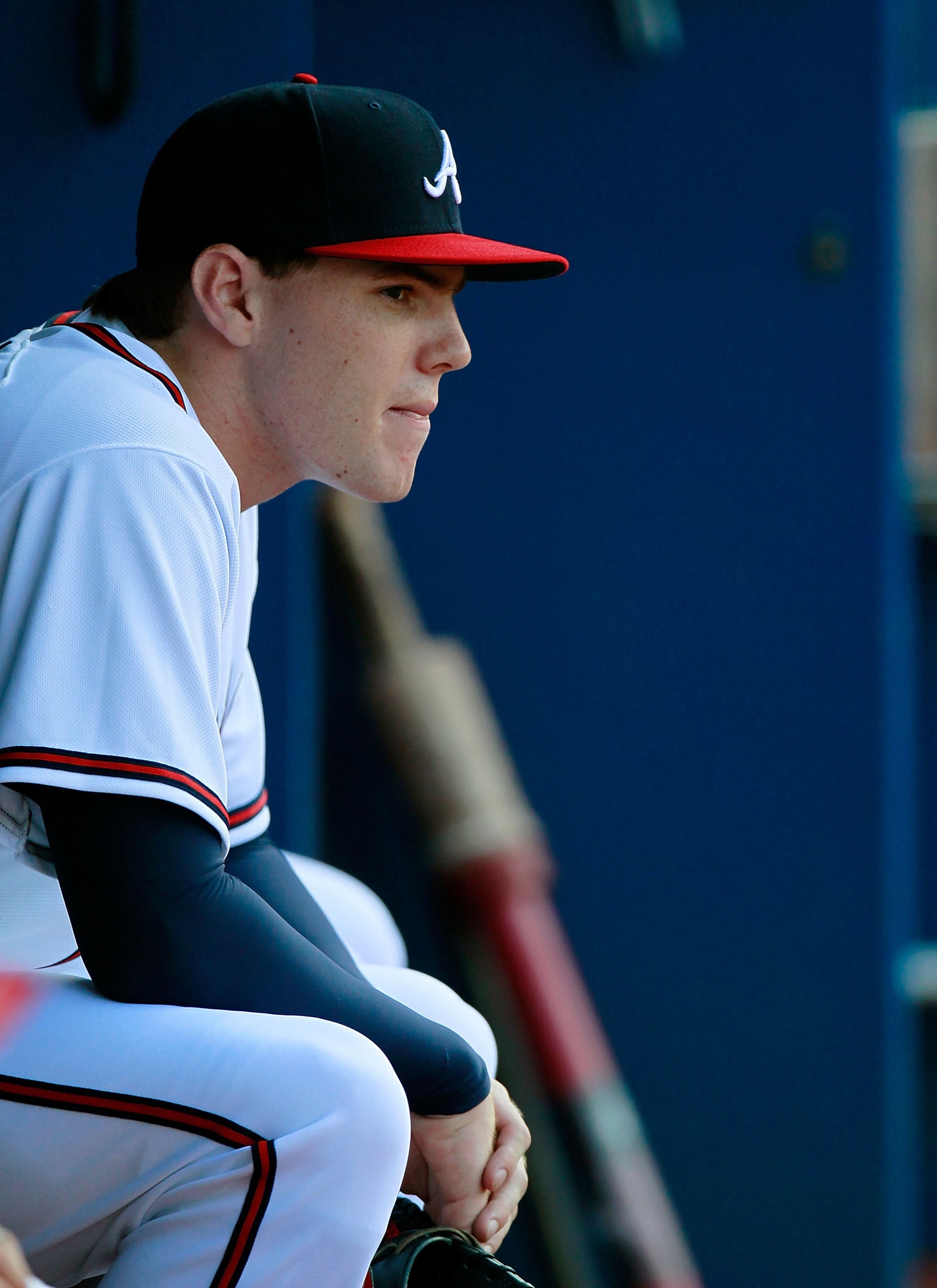 ATLANTA - SEPTEMBER 01:  Freddie Freeman #5 of the Atlanta Braves against the New York Mets at Turner Field on September 1, 2010 in Atlanta, Georgia.  (Photo by Kevin C. Cox/Getty Images)