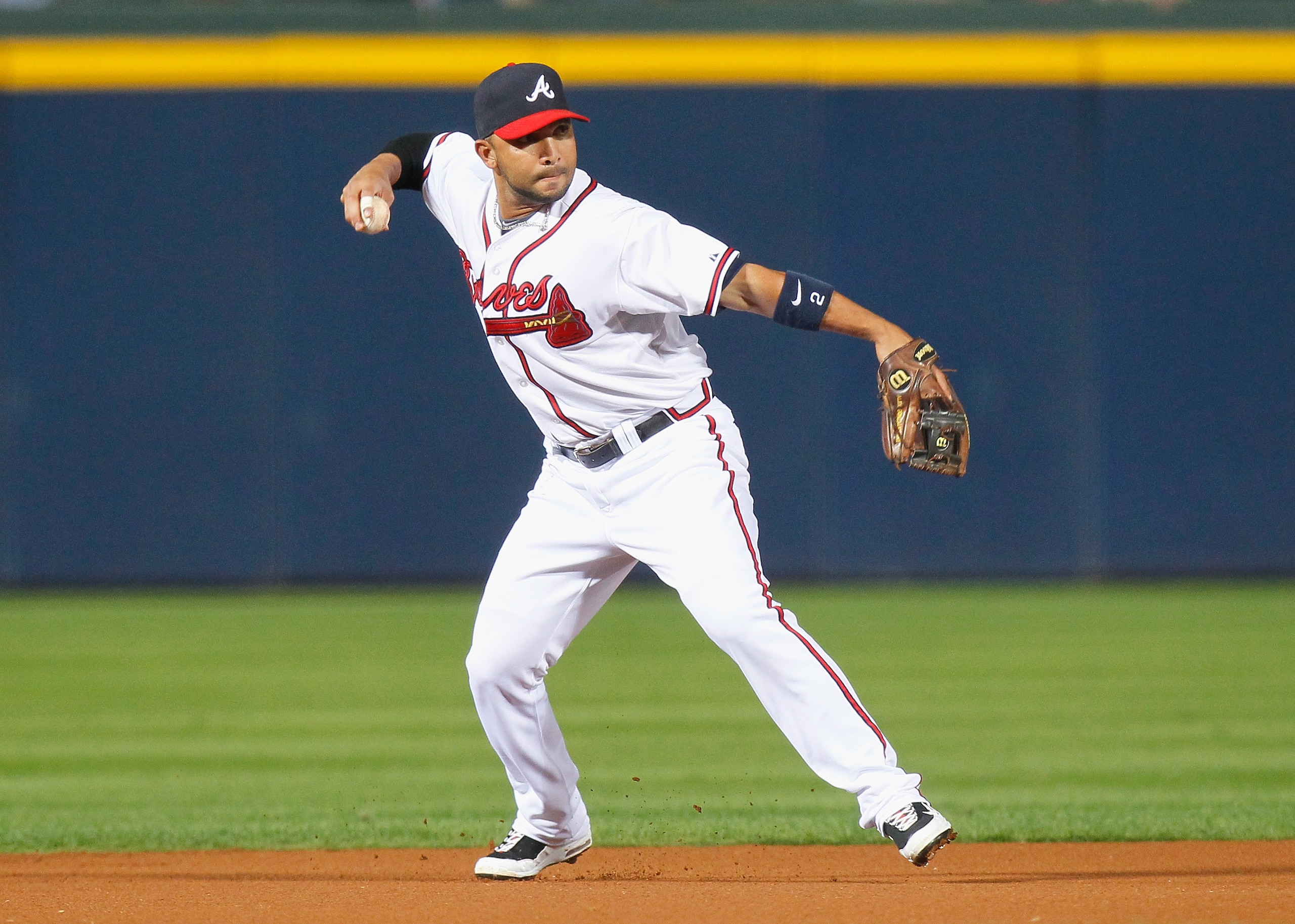 ATLANTA - OCTOBER 11:  Alex Gonzalez #2 of the Atlanta Braves against the San Francisco Giants during Game Four of the NLDS of the 2010 MLB Playoffs at Turner Field on October 11, 2010 in Atlanta, Georgia.  (Photo by Kevin C. Cox/Getty Images)