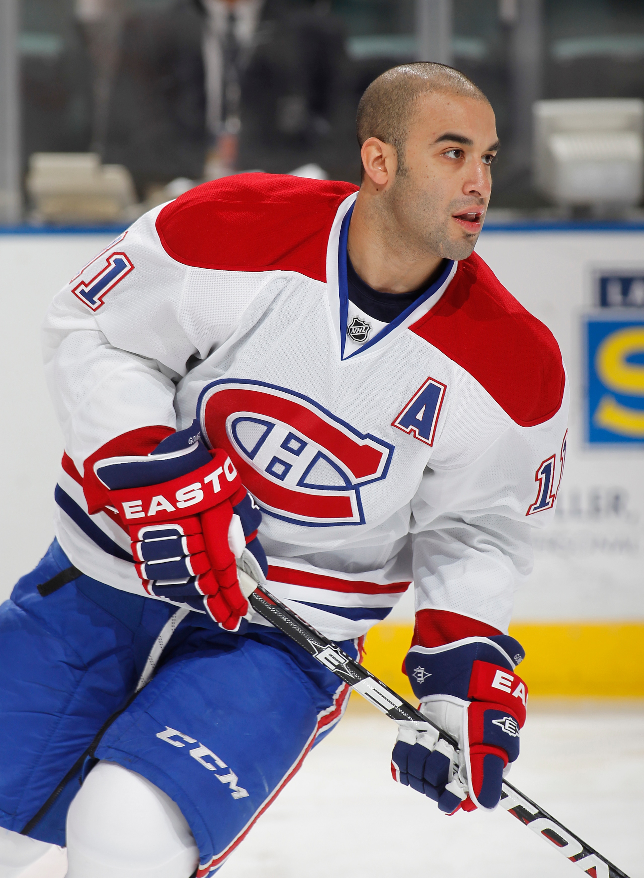 SUNRISE, FL - MARCH 3: Scott Gomez #11 of the Montreal Canadiens skates prior to the NHL game against the Florida Panthers on March 3, 2011 at the BankAtlantic Center in Sunrise, Florida. The Canadiens defeated the Panthers 4-0. (Photo by Joel Auerbach/Ge