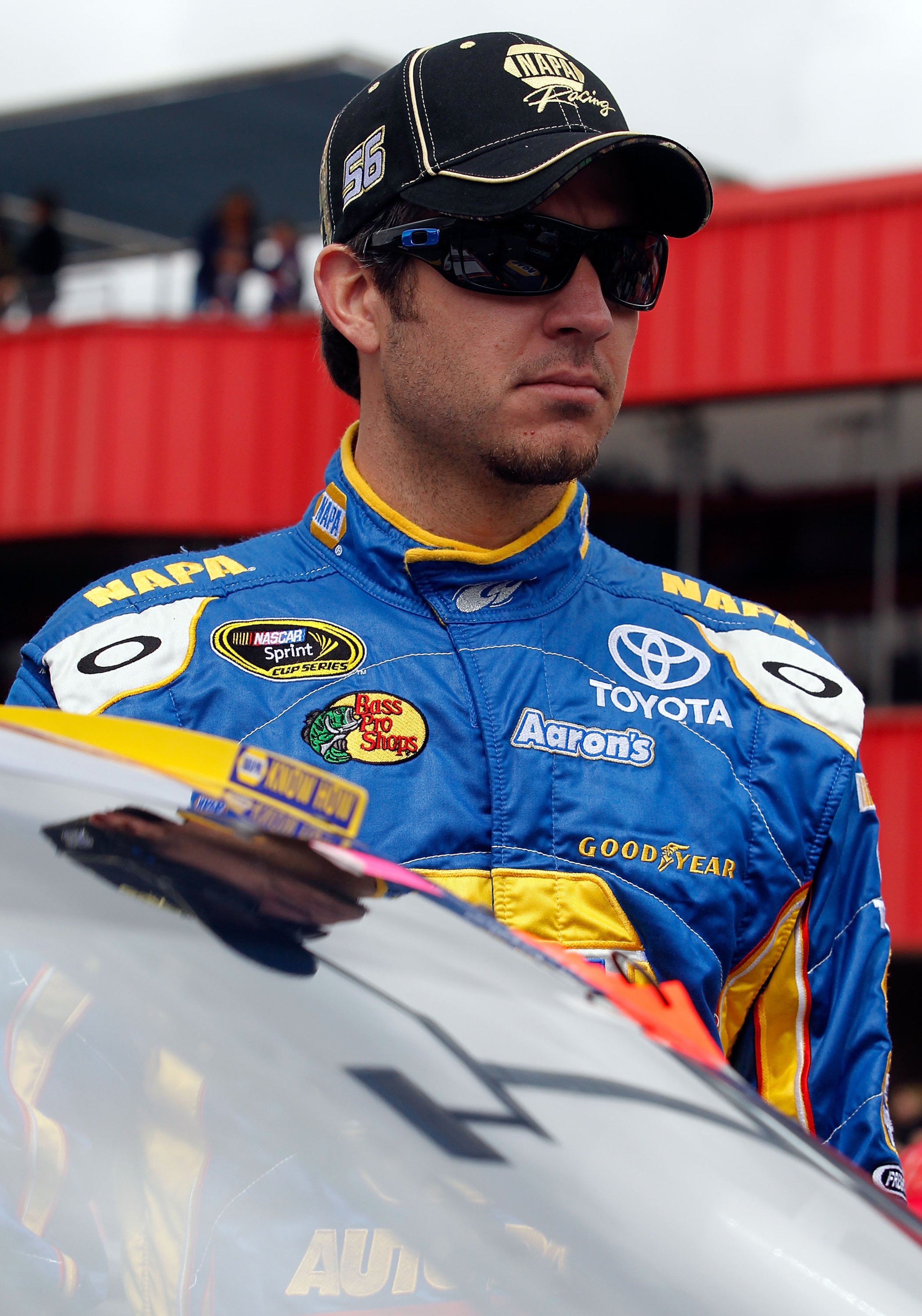 FONTANA, CA - MARCH 27:  Martin Truex Jr., driver of the #56 NAPA Toyota, stands by his car prior to the NASCAR Sprint Cup Series Auto Club 400 at Auto Club Speedway on March 27, 2011 in Fontana, California.  (Photo by Tom Pennington/Getty Images)