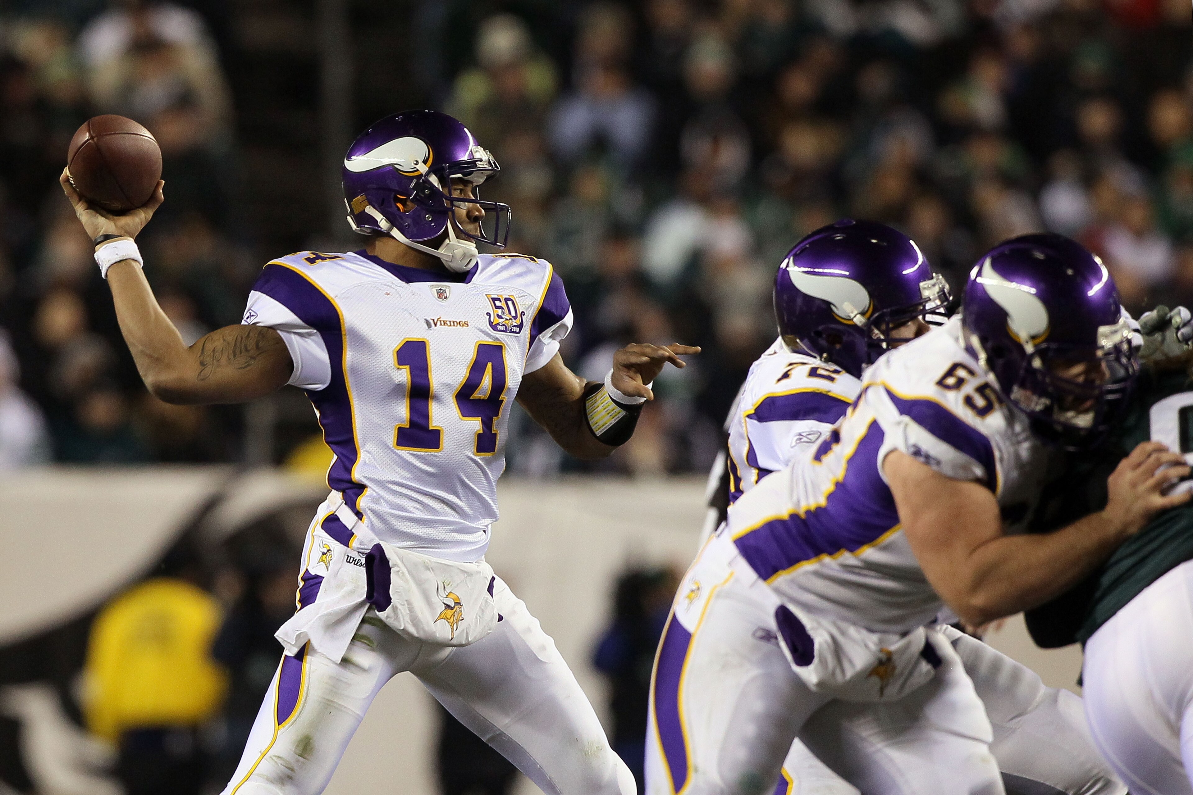 PHILADELPHIA, PA - DECEMBER 28: Joe Webb #14 of the Minnesota Vikings in action against the Philadelphia Eagles at Lincoln Financial Field on December 26, 2010 in Philadelphia, Pennsylvania. (Photo by Jim McIsaac/Getty Images) PHILADELPHIA, PA - DECEMBER 28: Joe Webb #14 of the Minnesota Vikings in action against the Philadelphia Eagles at Lincoln Financial Field on December 26, 2010 in Philadelphia, Pennsylvania. (Photo by Jim McIsaac/Getty Images)