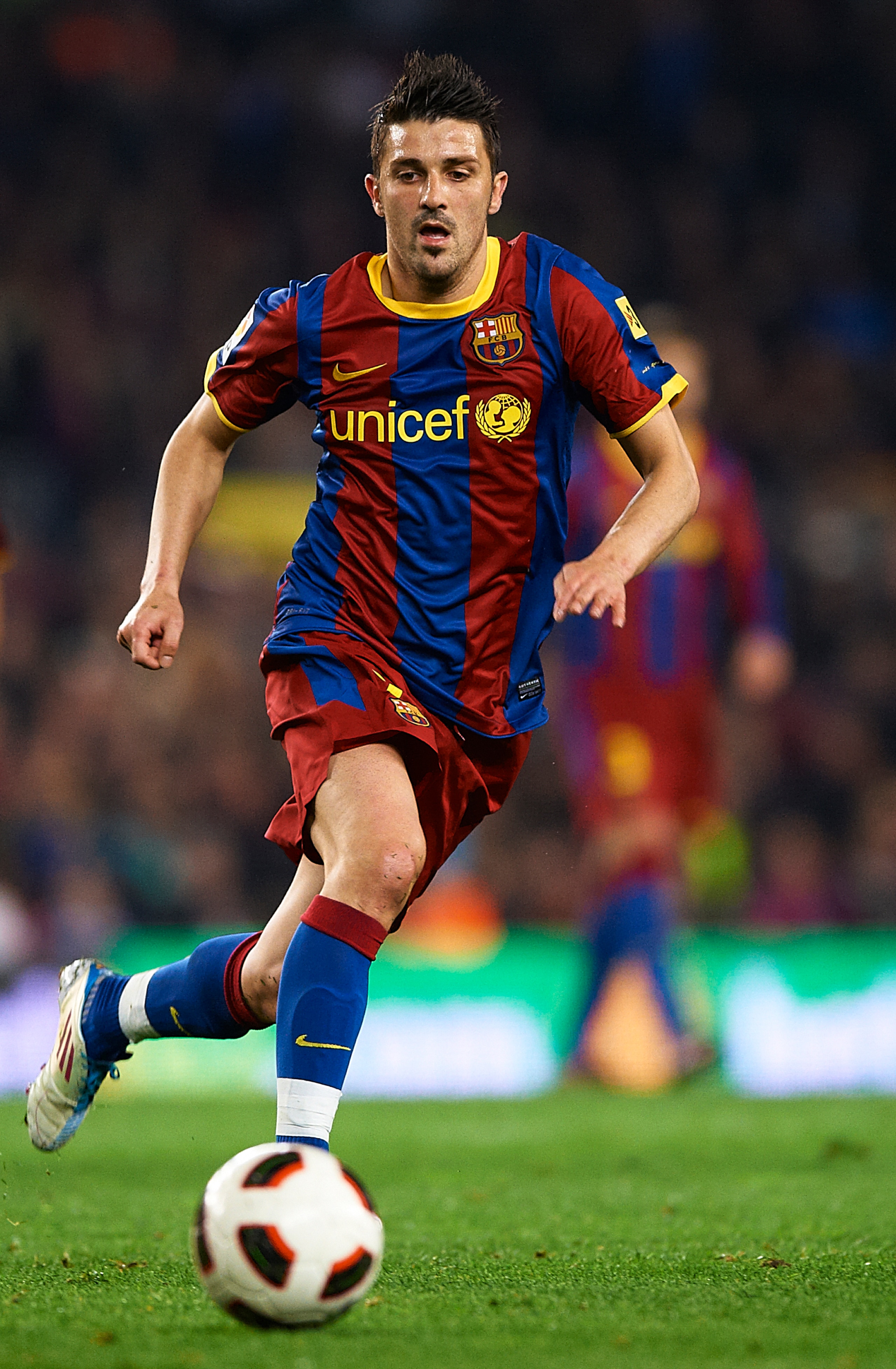 BARCELONA, SPAIN - MARCH 19:  David Villa of Barcelona in action during the La Liga match between Barcelona and Getafe at Camp Nou on March 19, 2011 in Barcelona, Spain. Barcelona won 2-1.  (Photo by Manuel Queimadelos Alonso/Getty Images)