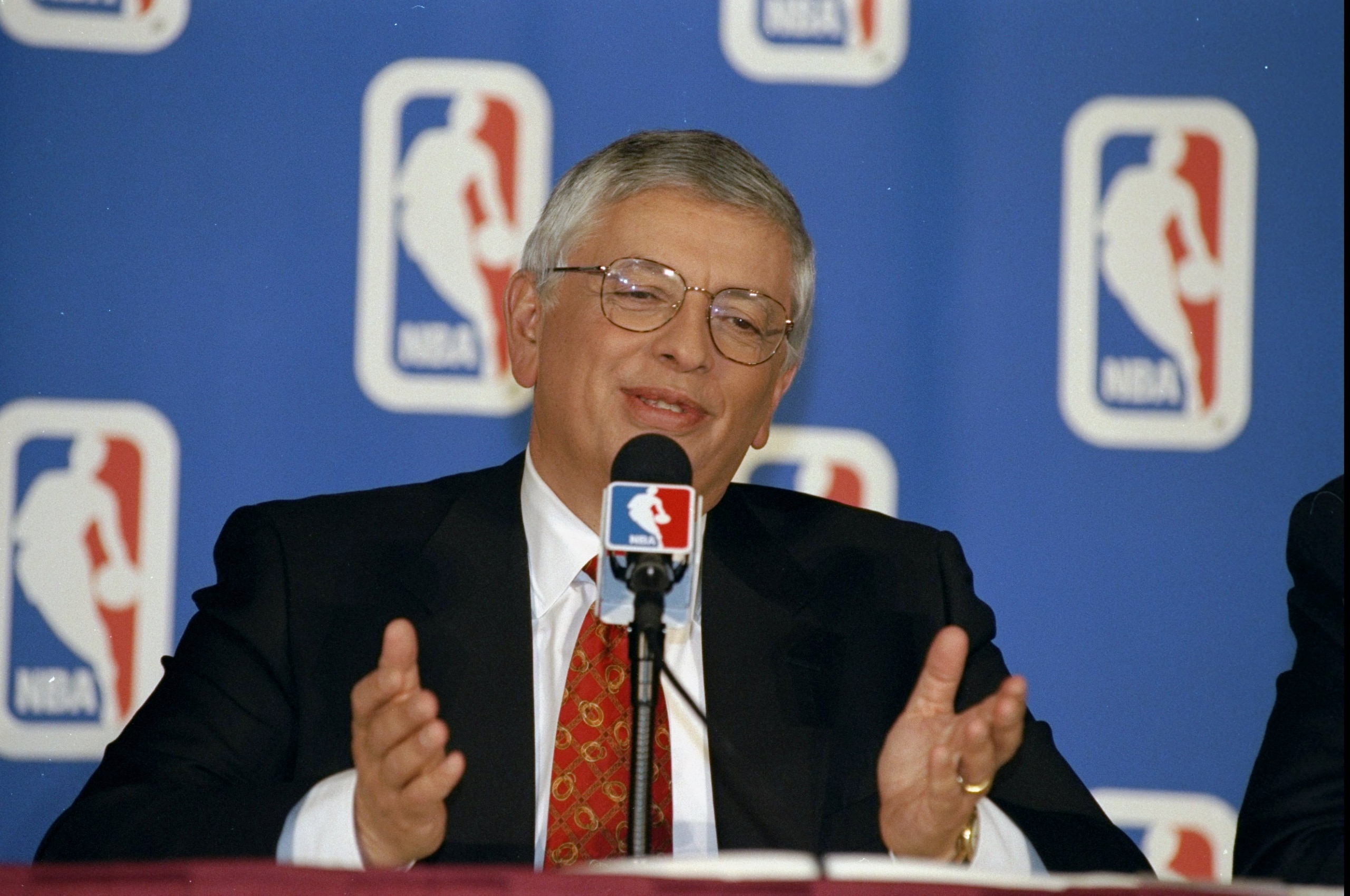7 Jan 1999:  NBA Commissioner David Stern at the NBA Lockout Ending press conference at the New York Sheraton in New York, New York. Mandatory Credit: Ezra O. Shaw  /Allsport
