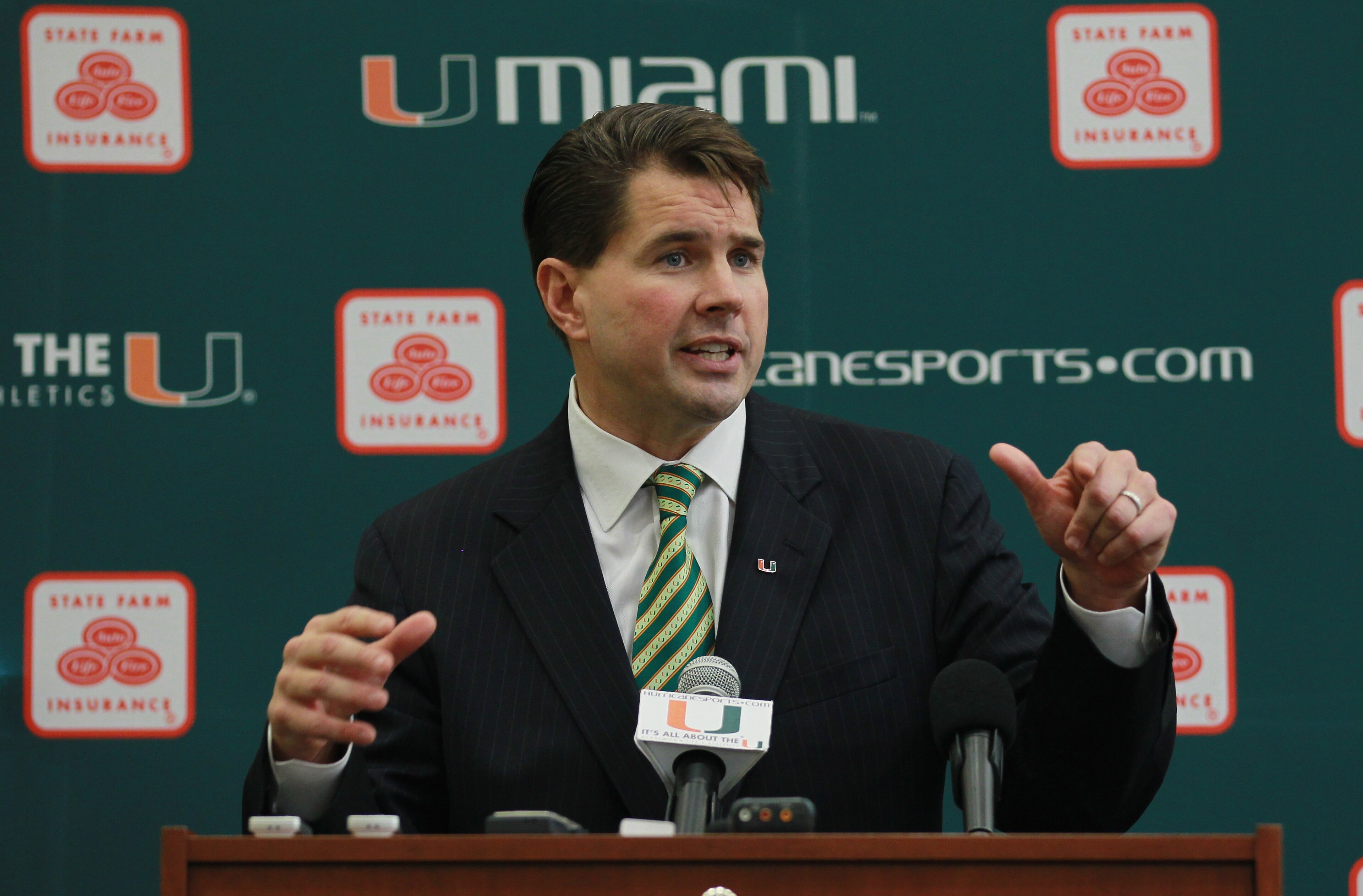 CORAL GABLES, FL - DECEMBER 13: Former Temple University football coach Al Golden, 41, speaks to the media after being introduced as the new head coach at the University of Miami on December 13, 2010 in Coral Gables, Florida. Golden is replacing Randy CORAL GABLES, FL - DECEMBER 13: Former Temple University football coach Al Golden, 41, speaks to the media after being introduced as the new head coach at the University of Miami on December 13, 2010 in Coral Gables, Florida. Golden is replacing Randy