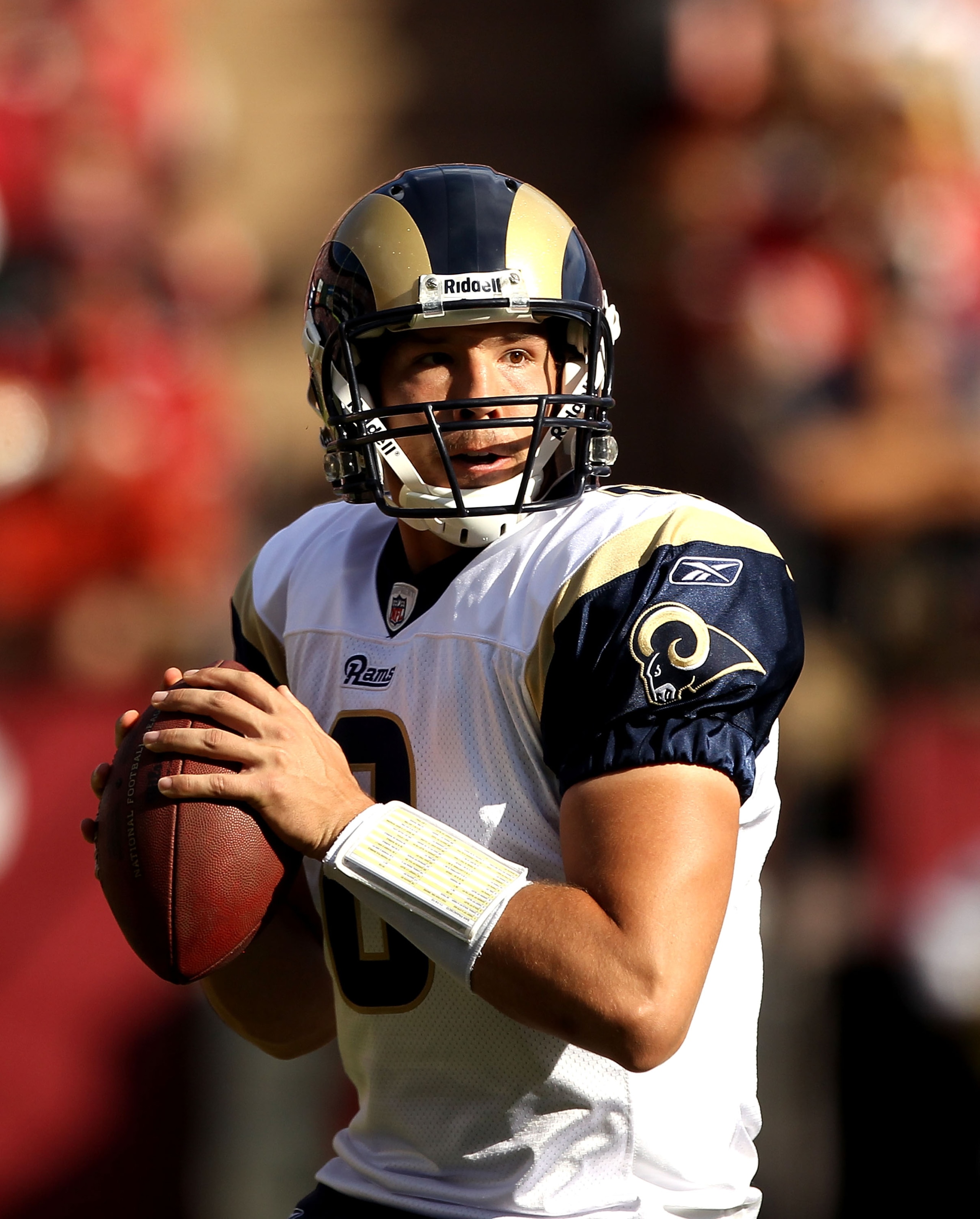 SAN FRANCISCO - NOVEMBER 14: Sam Bradford #8 of the St. Louis Rams in action against the San Francisco 49ers at Candlestick Park on November 14, 2010 in San Francisco, California. (Photo by Ezra Shaw/Getty Images) SAN FRANCISCO - NOVEMBER 14: Sam Bradford #8 of the St. Louis Rams in action against the San Francisco 49ers at Candlestick Park on November 14, 2010 in San Francisco, California. (Photo by Ezra Shaw/Getty Images)